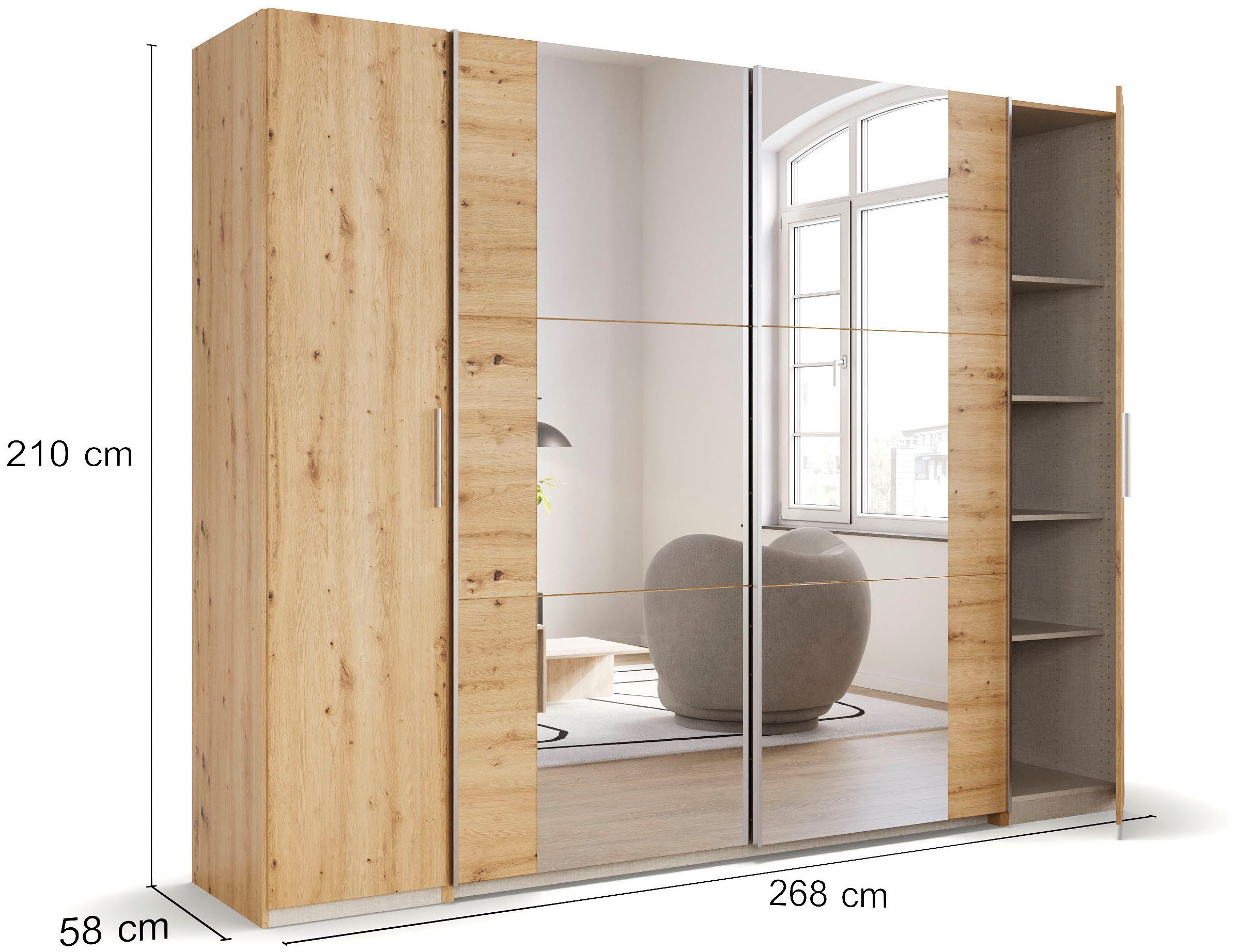 rauch Zweefdeurkast Kledingkast draaideurkast kast garderobe KRONACH TOPSELLER met draaideuren en schuifdeuren en spiegels, veel planken made in germany