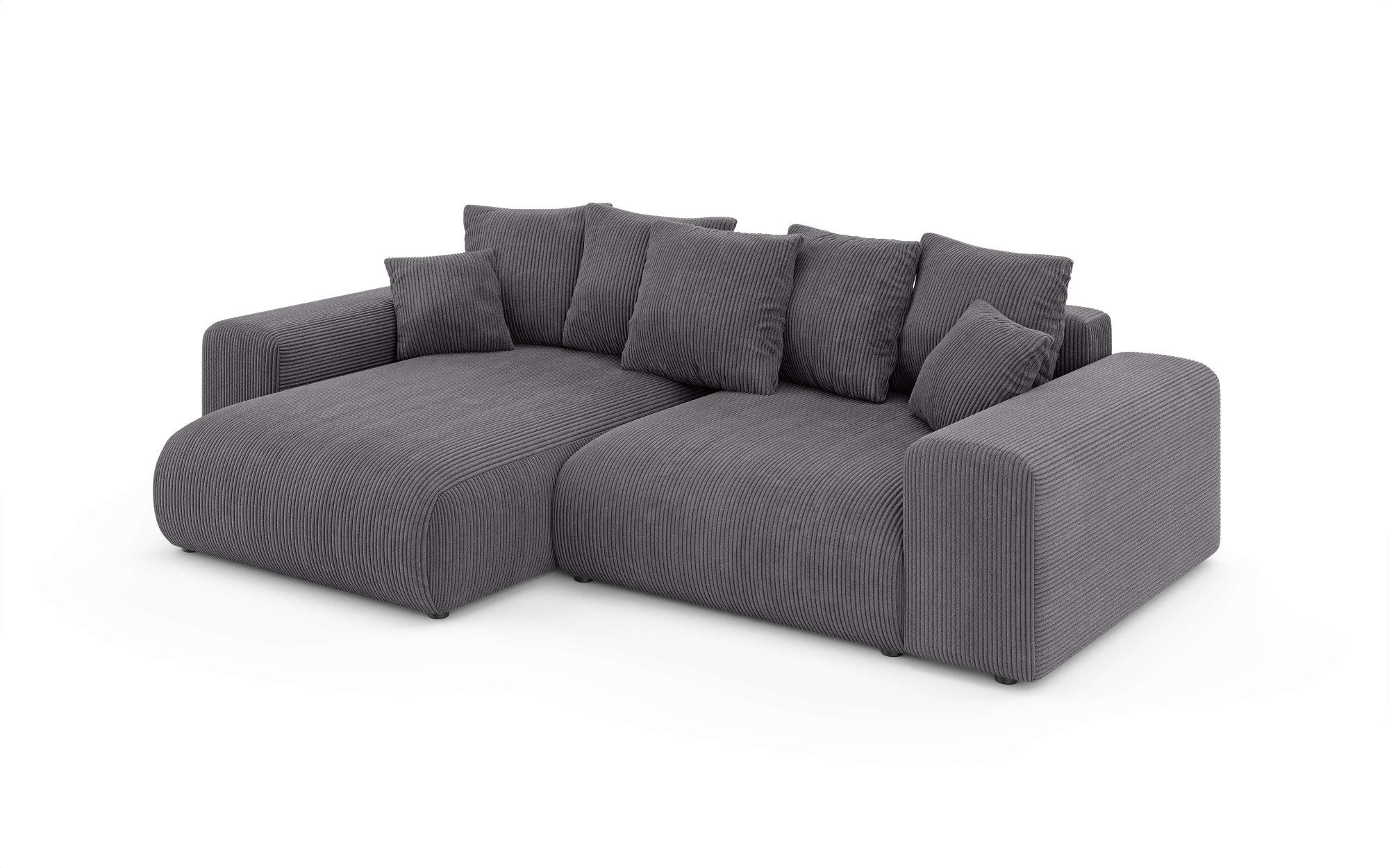 Home affaire Hoekbank LAKESIDE met bedfunctie en bedlade, B/D/H 257/166/84 cm L-vorm, recamiere aan beide zijden monteerbaar, golfondersteuning