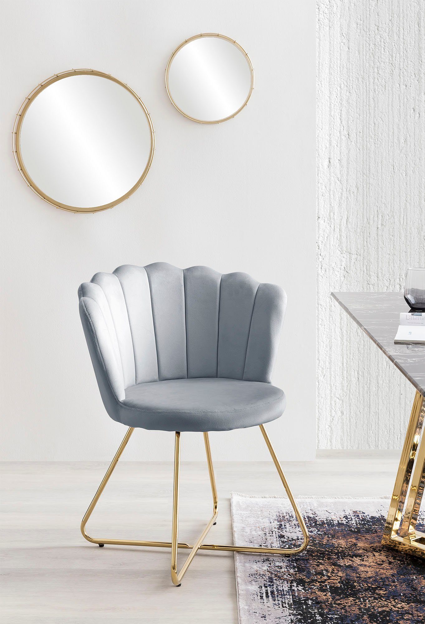 SalesFever Stoel Kuip design (set, 2 stuks) 4 poot stoelen grijs