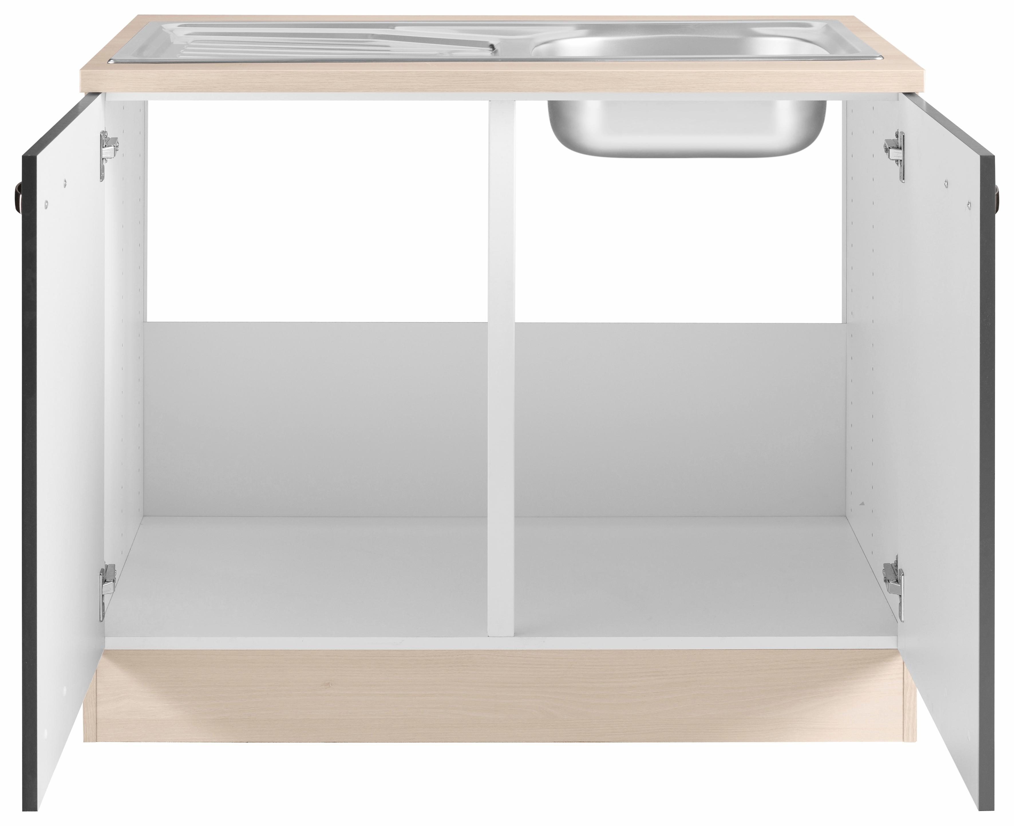 OPTIFIT Gootsteenkast Faro , met metalen handgrepen, breedte 100 cm