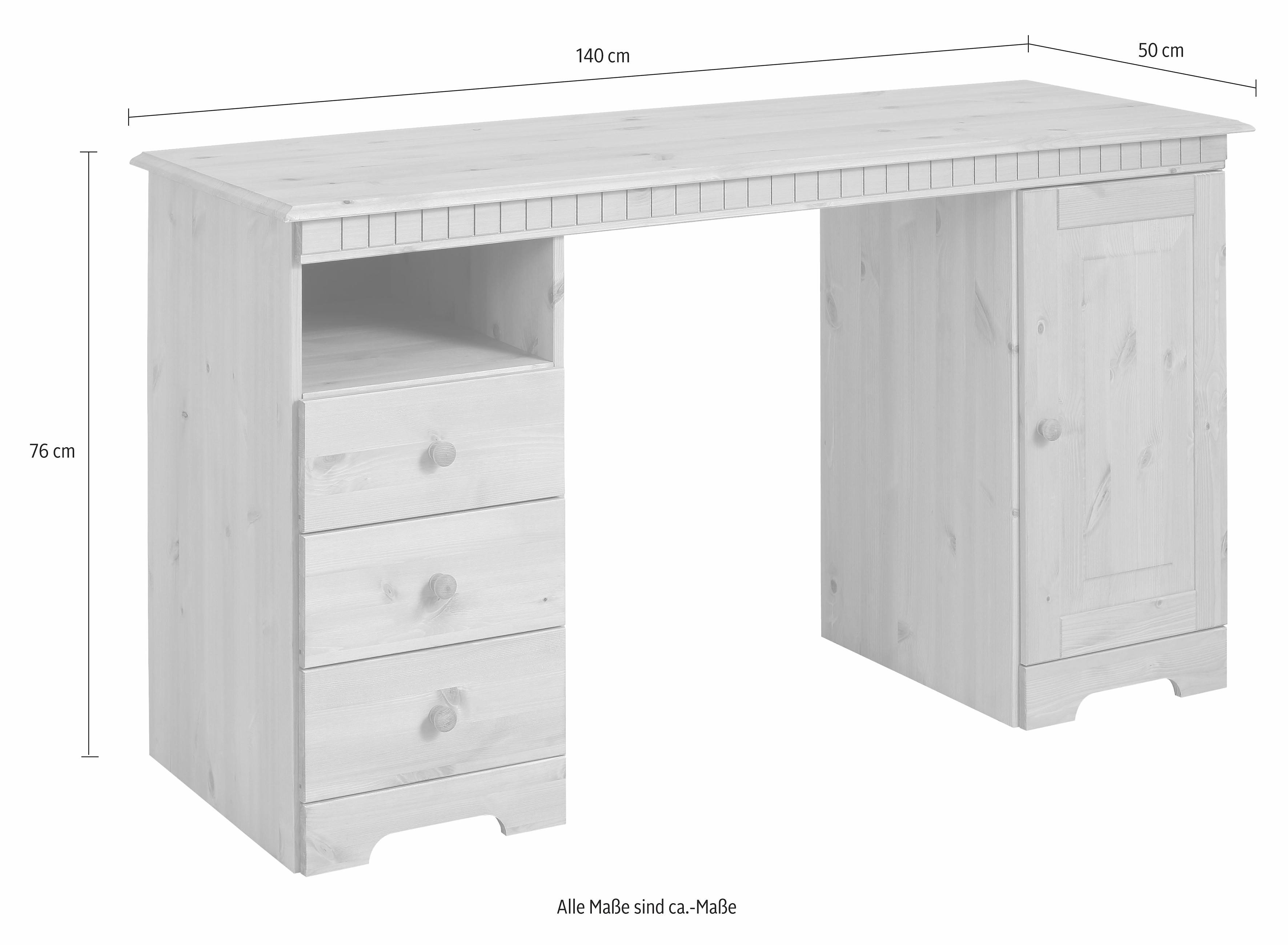 Home affaire Bureau Lisa van massief hout, in verschillende kleurvarianten, breedte 140 cm