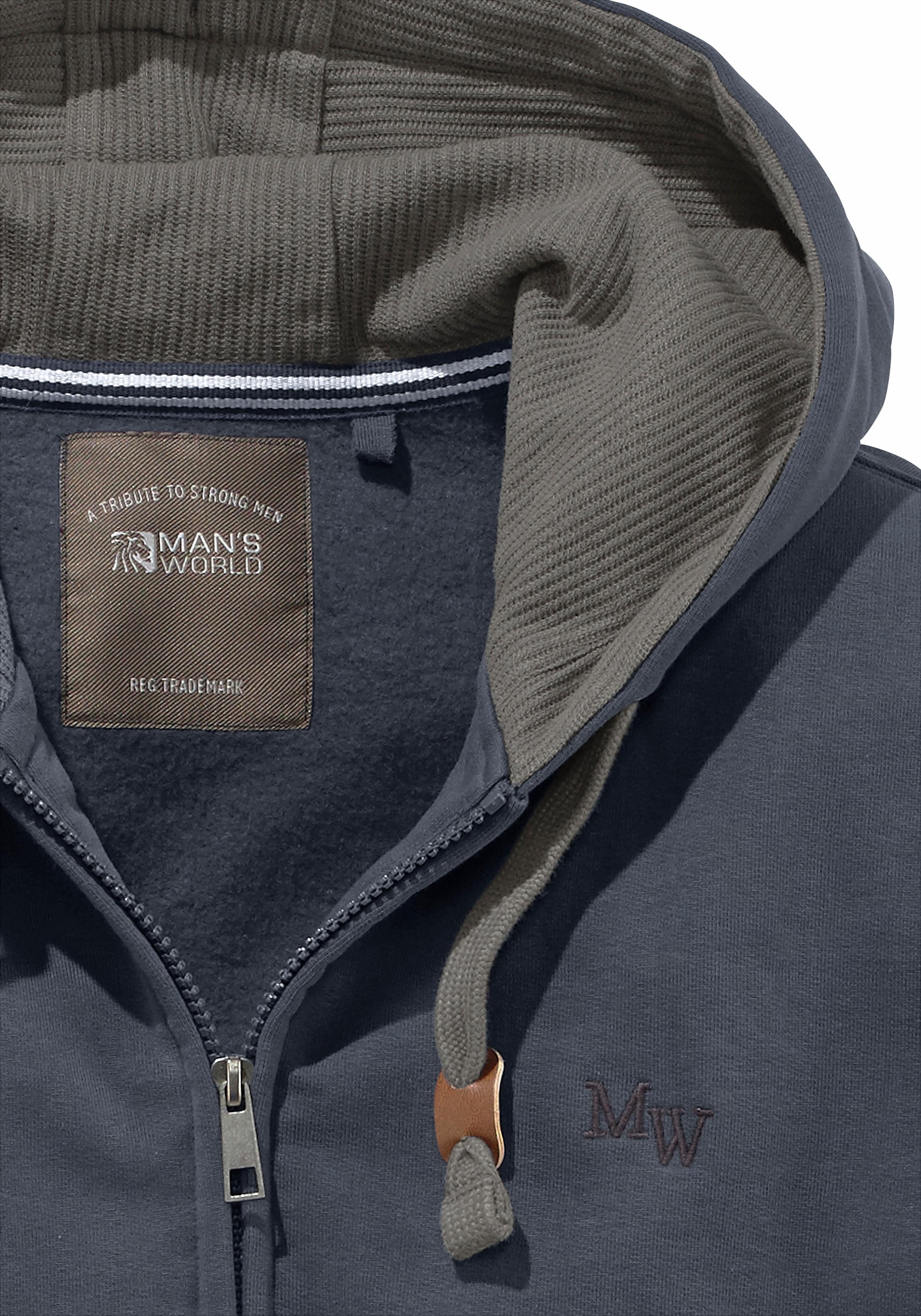 Man's World Capuchonsweatvest met contrastkleurige voering