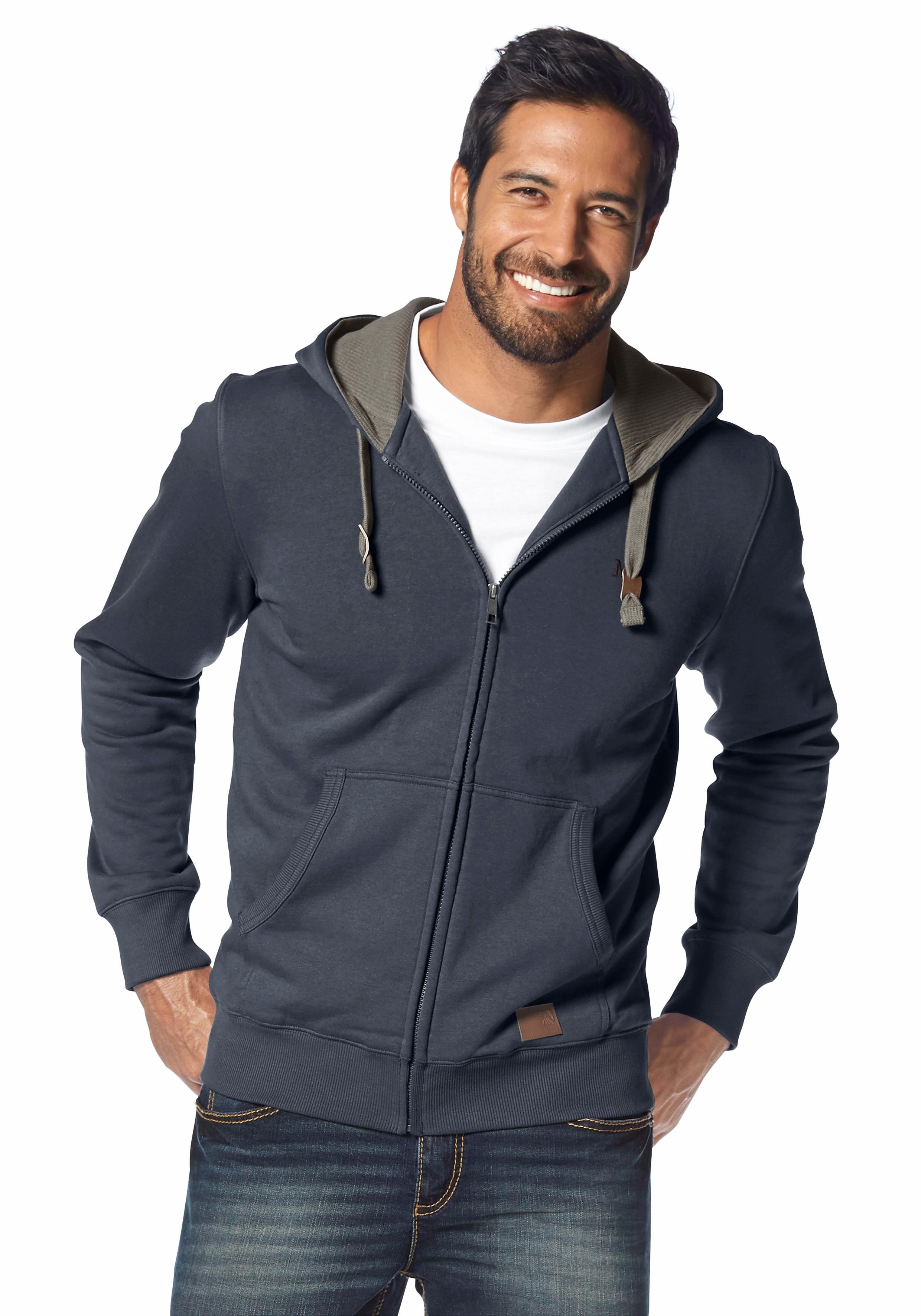 Man's World Capuchonsweatvest met contrastkleurige voering