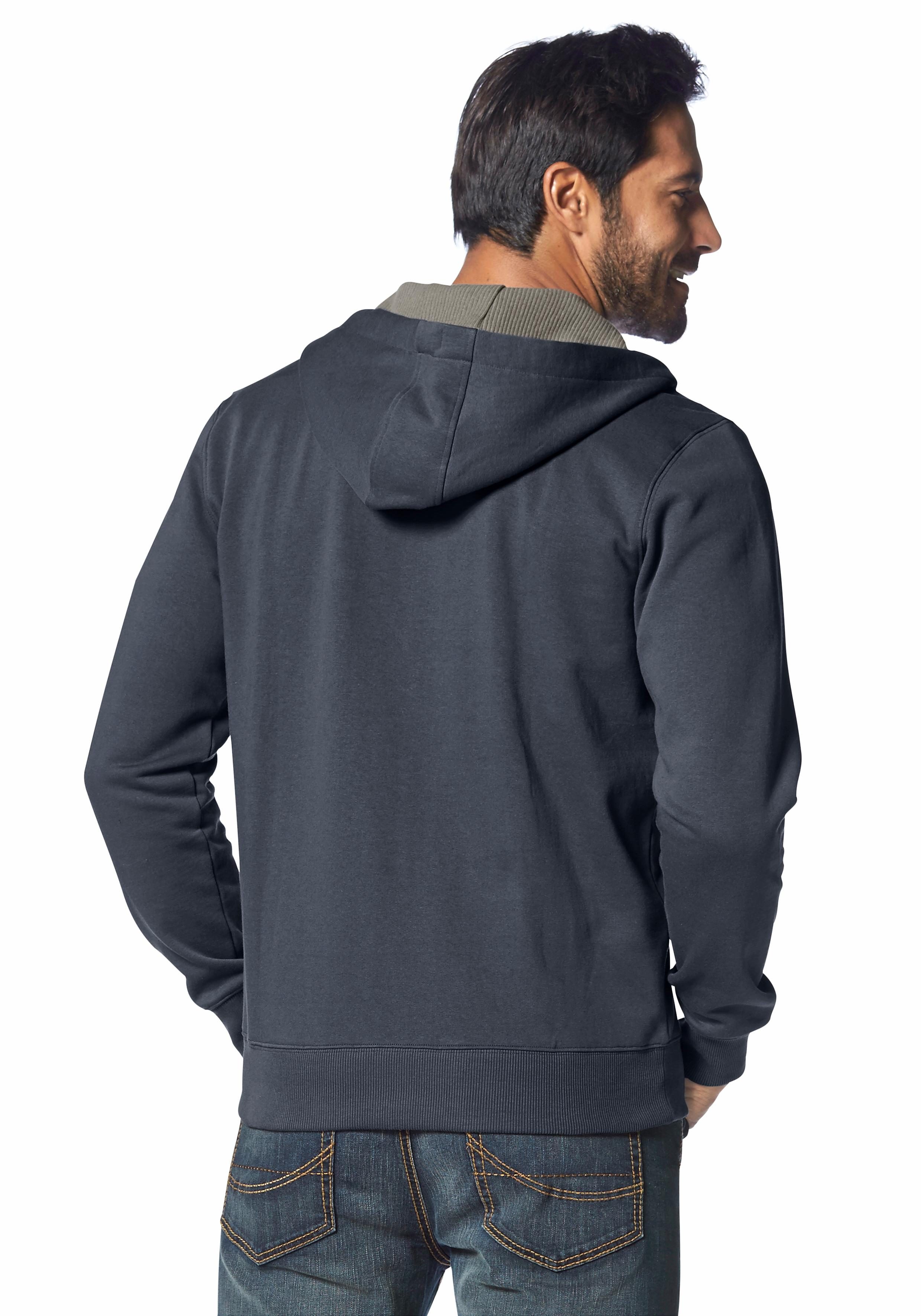 Man's World Capuchonsweatvest met contrastkleurige voering