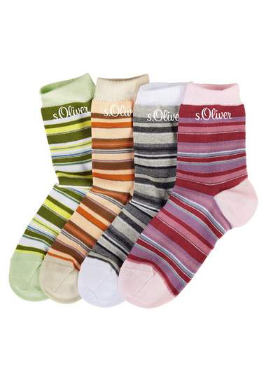 Gestreepte sokken, set van 4 paar, S.OLIVER Gestreepte sokken, set van 4 paar, S.OLIVER