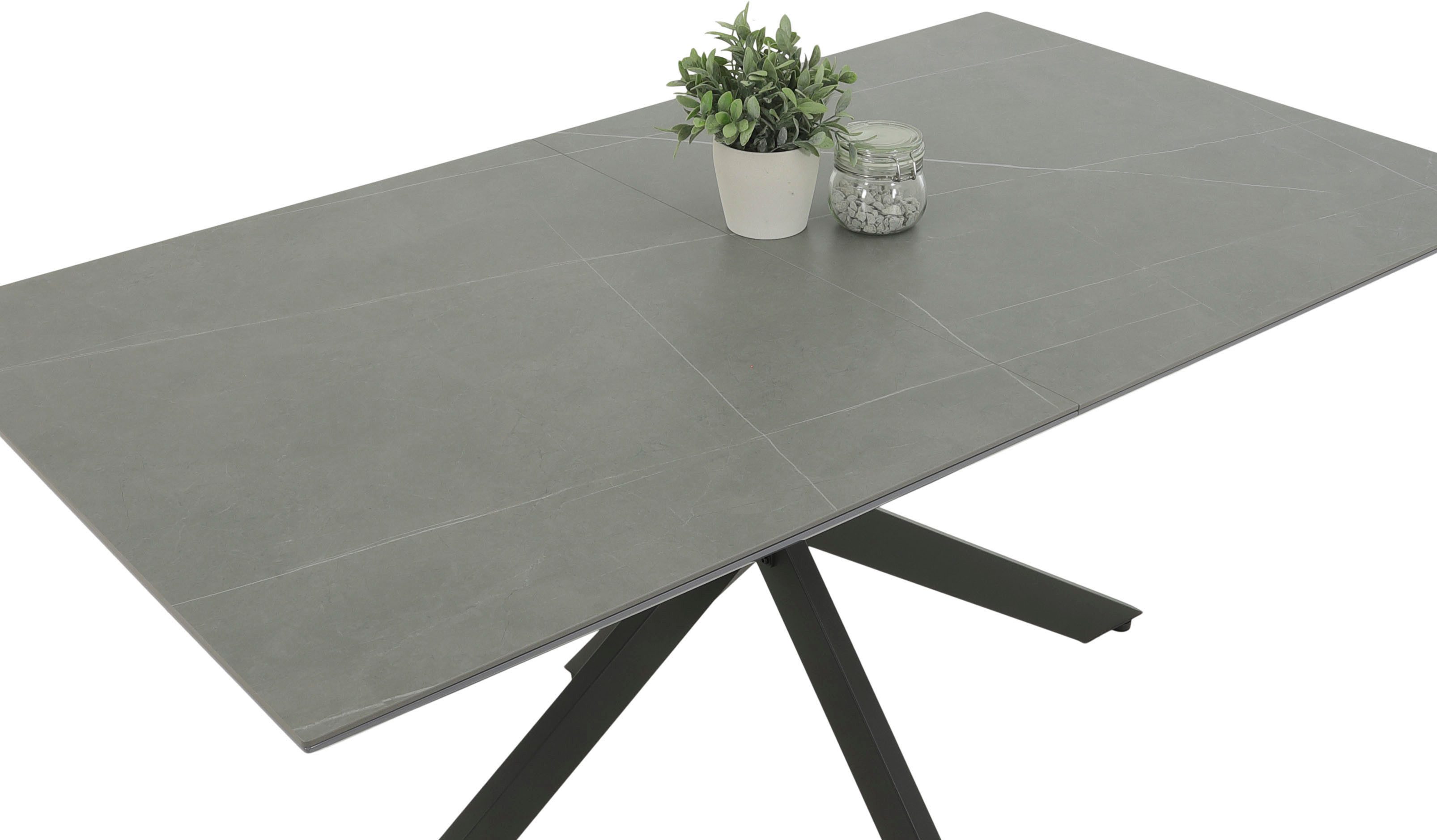 HELA Eettafel CHIARA uitschuifbare tafel 160 - 200 cm met onderhoudsvriendelijk stenen oppervlak (1 stuk)