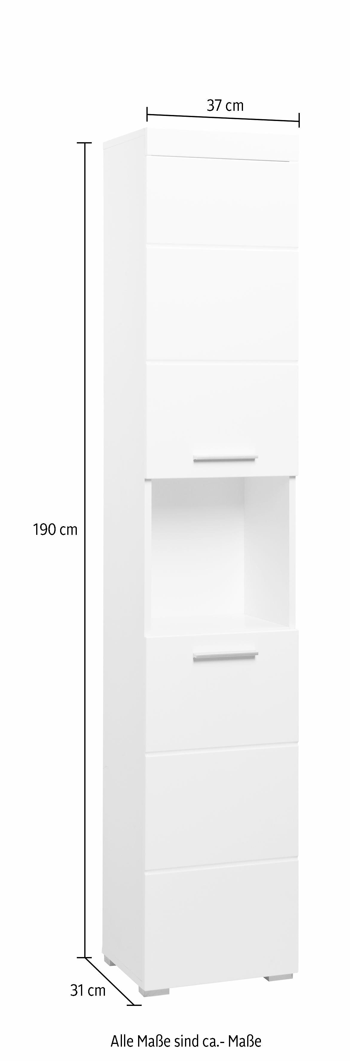 INOSIGN Hoge kast Avena Badkamer hoge kast met open vak, 2 deuren en 2 planken