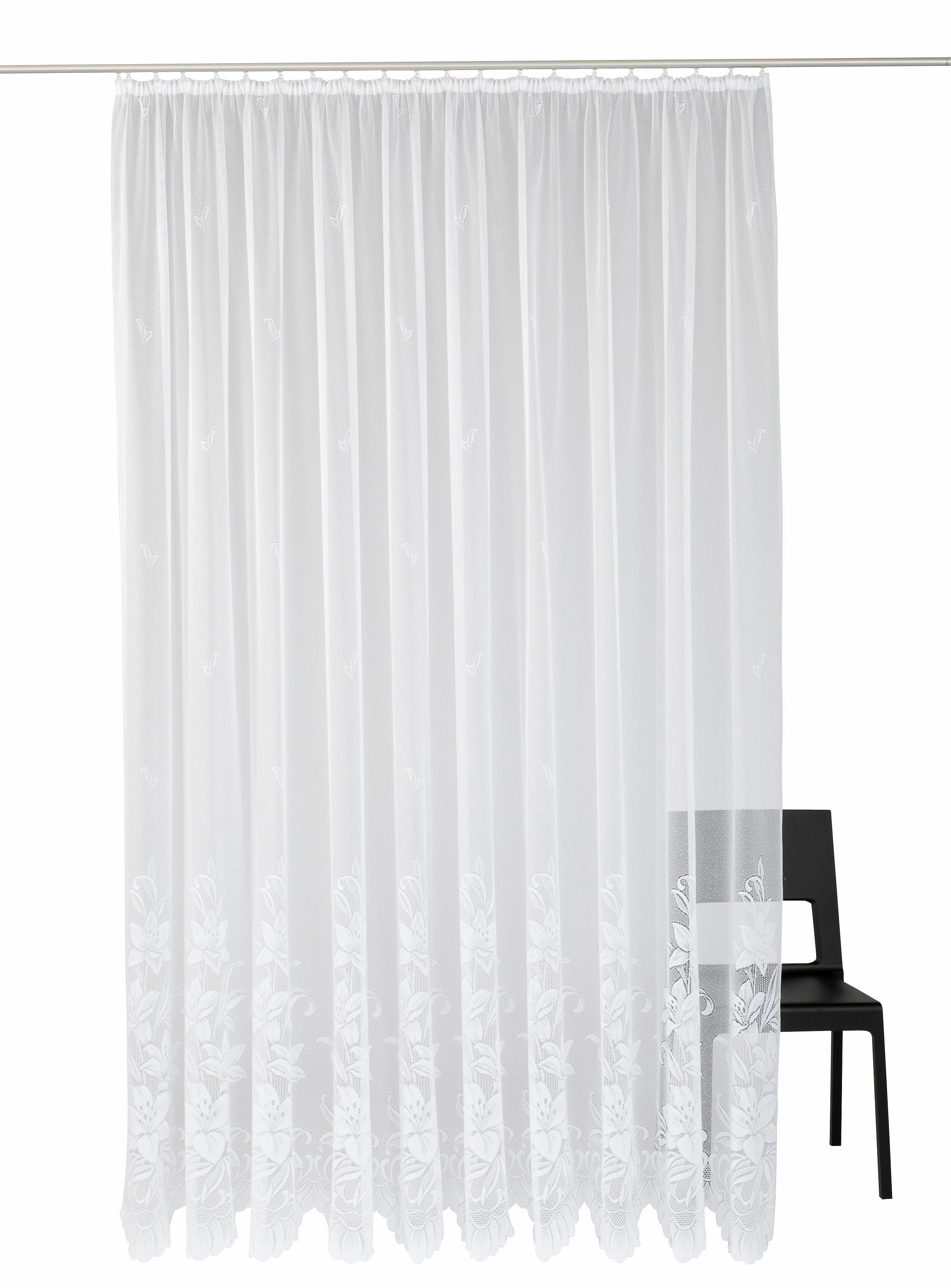 Weckbrodt Gordijn Wismar Jacquard, gestructureerd, allover, bloemig, halfdoorzichtig, bies, store (1 stuk)