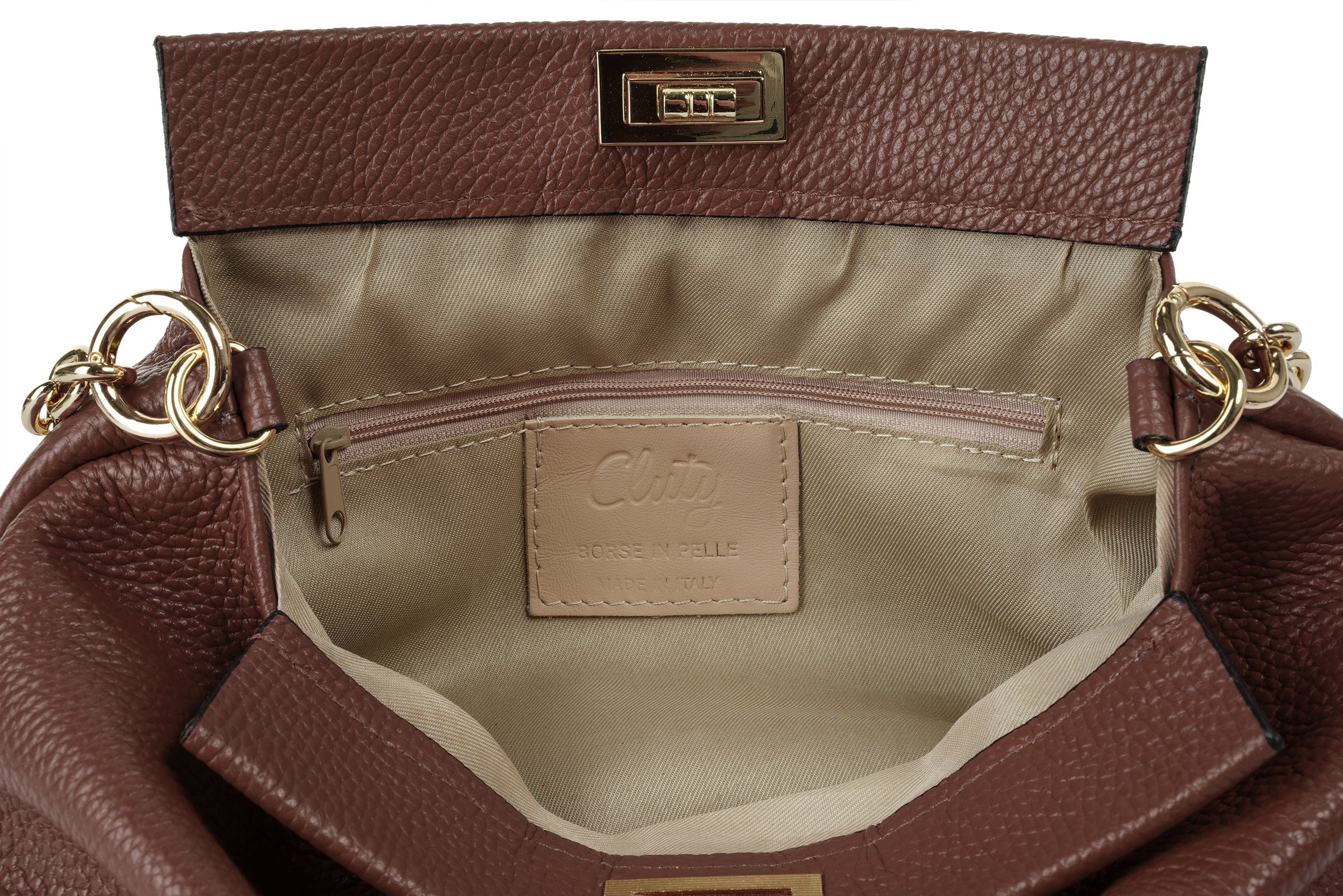 Cluty Schoudertas echt leer, made in italy