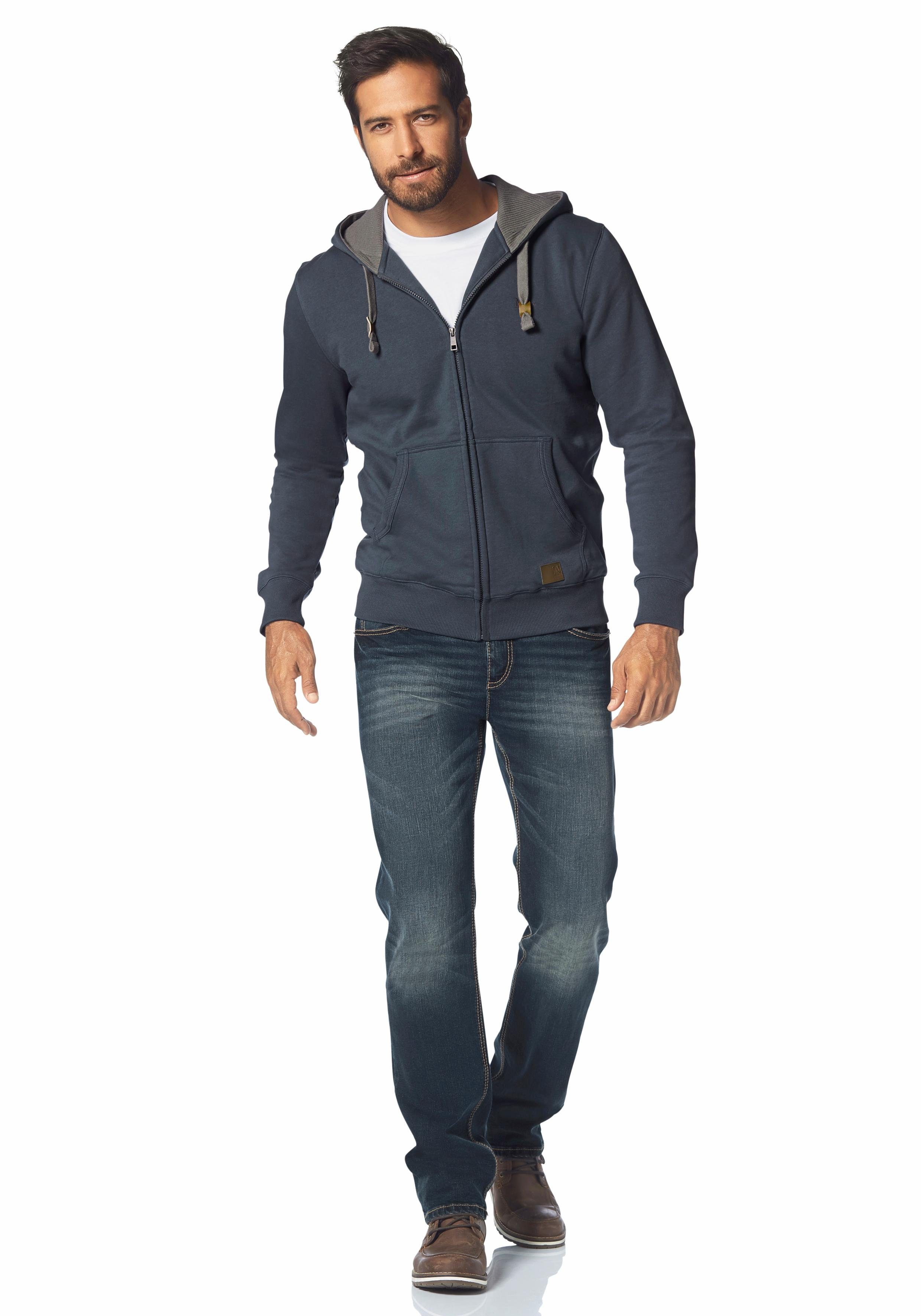 Man's World Capuchonsweatvest met contrastkleurige voering