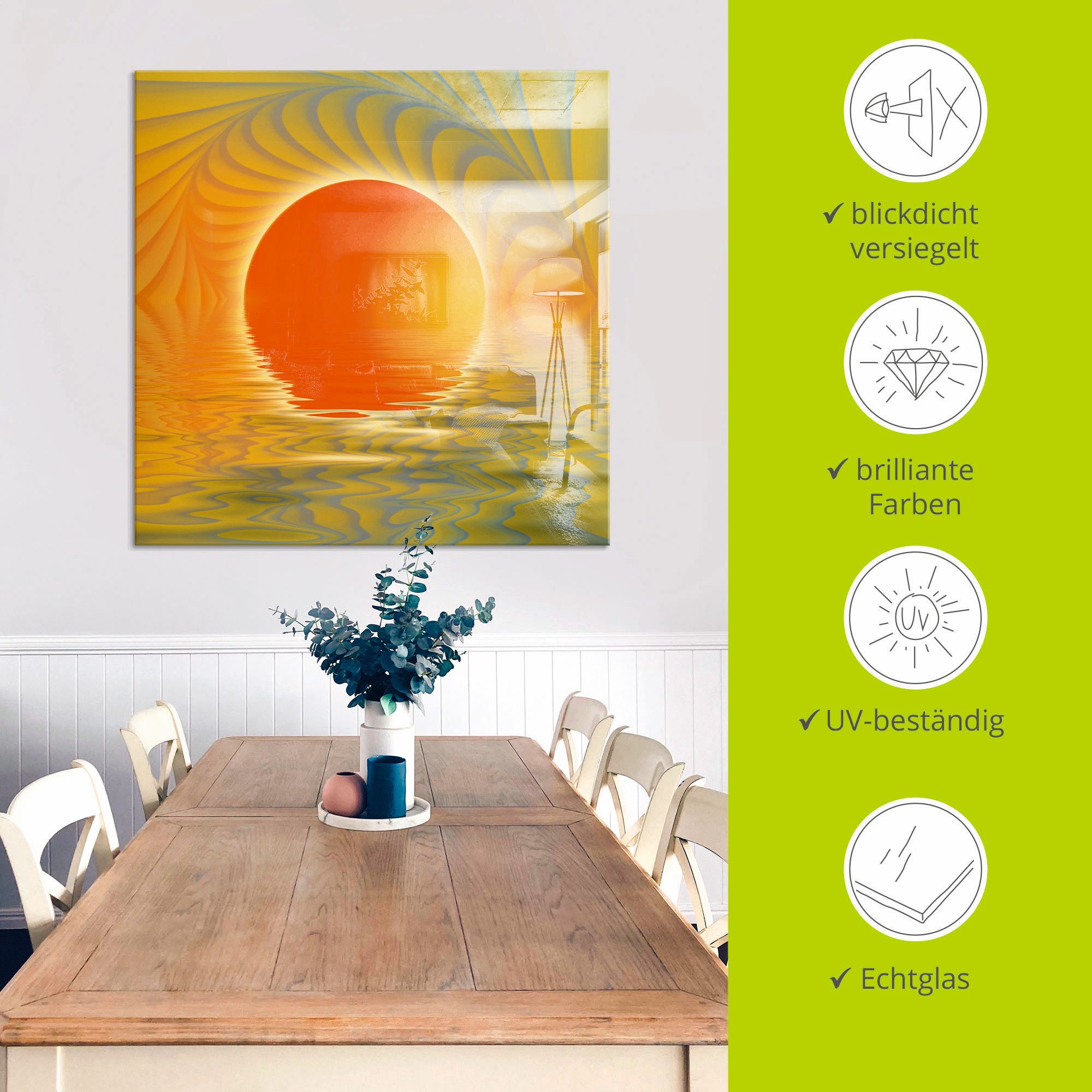Artland Print op glas Abstracte zonsondergang