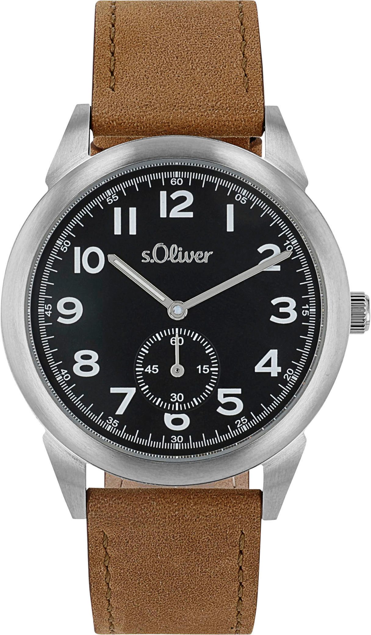 s.Oliver Kwartshorloge Horloge, herenhorloge, leren band, analoog