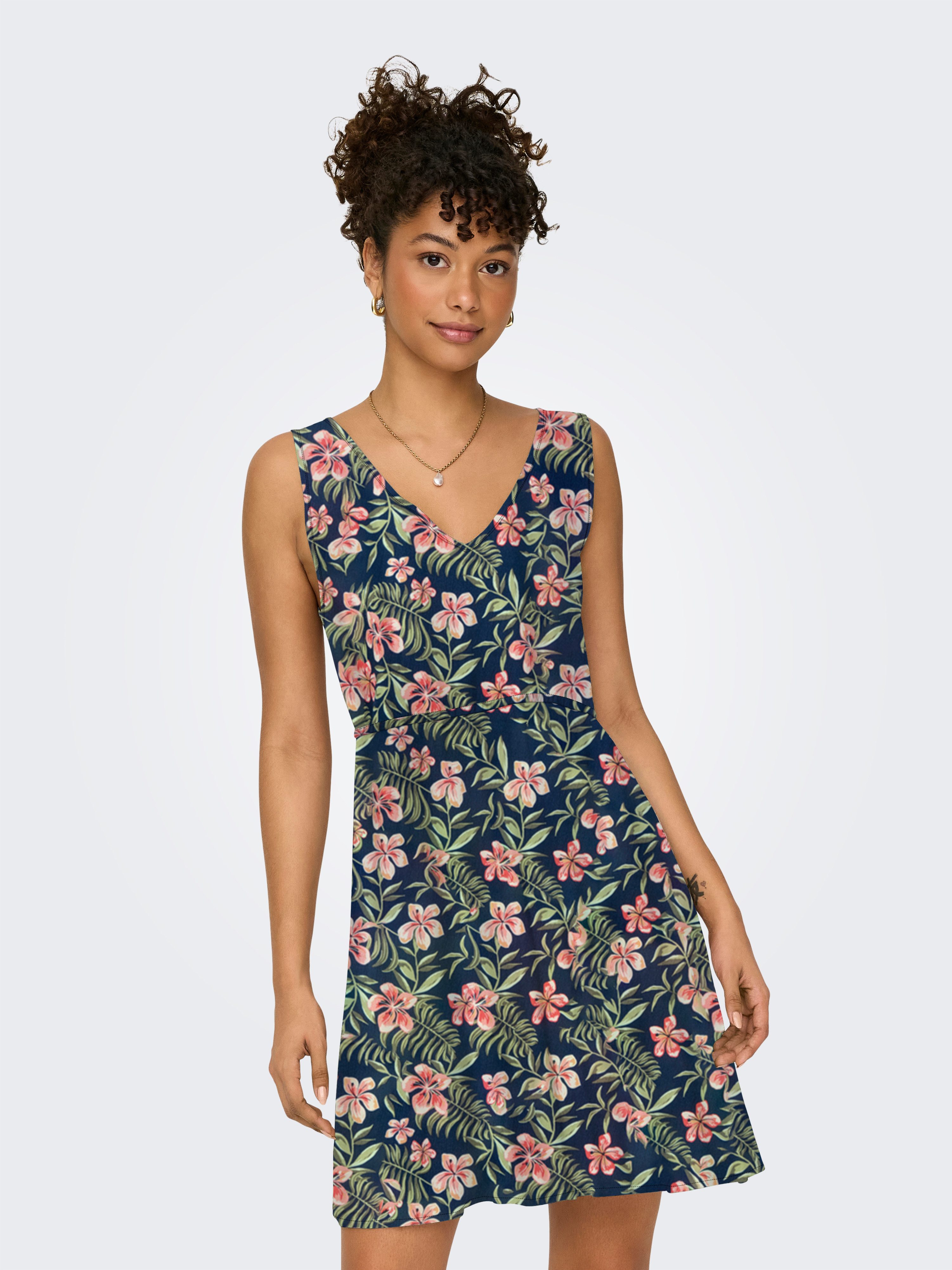 Only Mini-jurk ONLNOVA LIFE VIS SARA STRING DRESS AOP dames jurken maat S (36) blauw