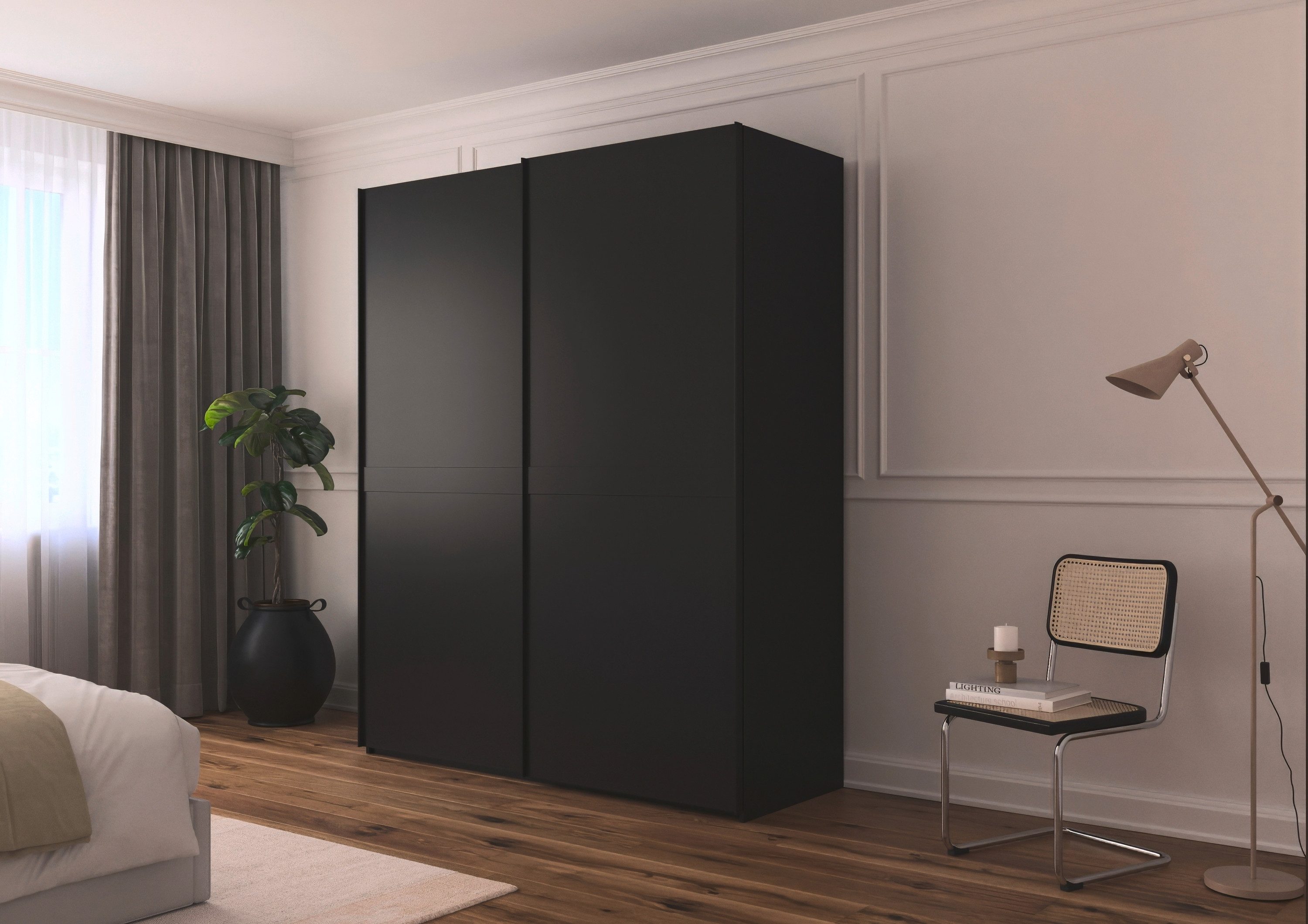 rauch Schuifdeurkast Kledingkast kast garderobe slaapkamerkast SCALE-LINE edel uiterlijk met buikband in corpuskleur decorfront made in germany