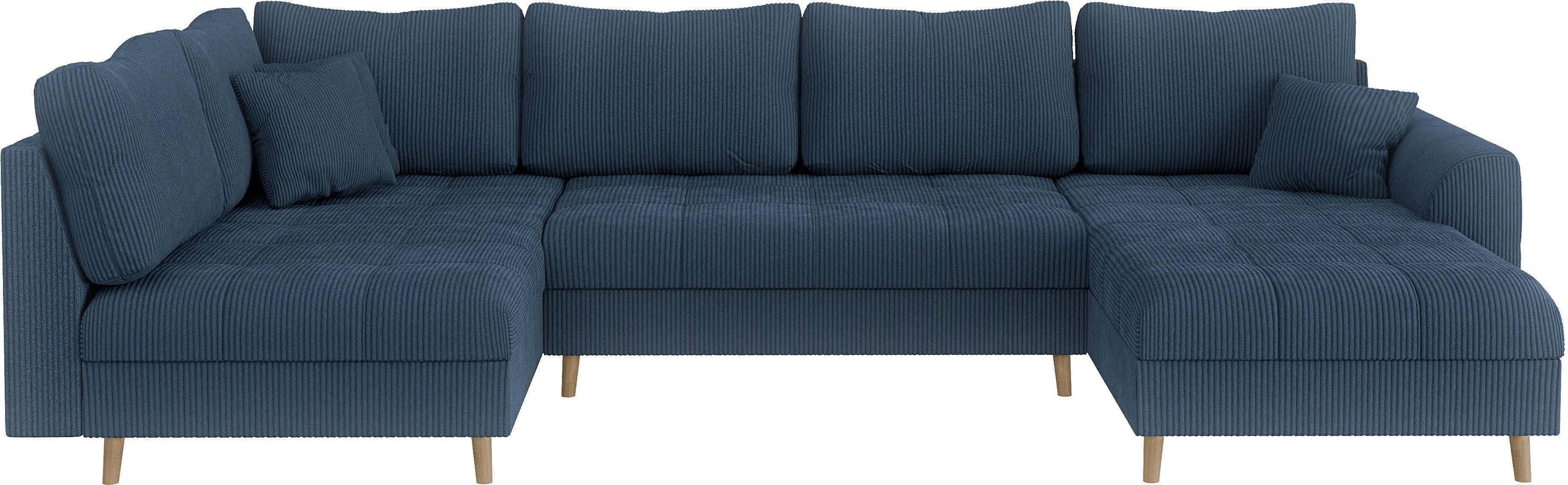 Home affaire Zithoek CHARRE U-vorm met ottomane, afmetingen B/D/H: 310/161/81 cm fijne stiksels, losse rug- en sierkussens, ook in cord en bouclé
