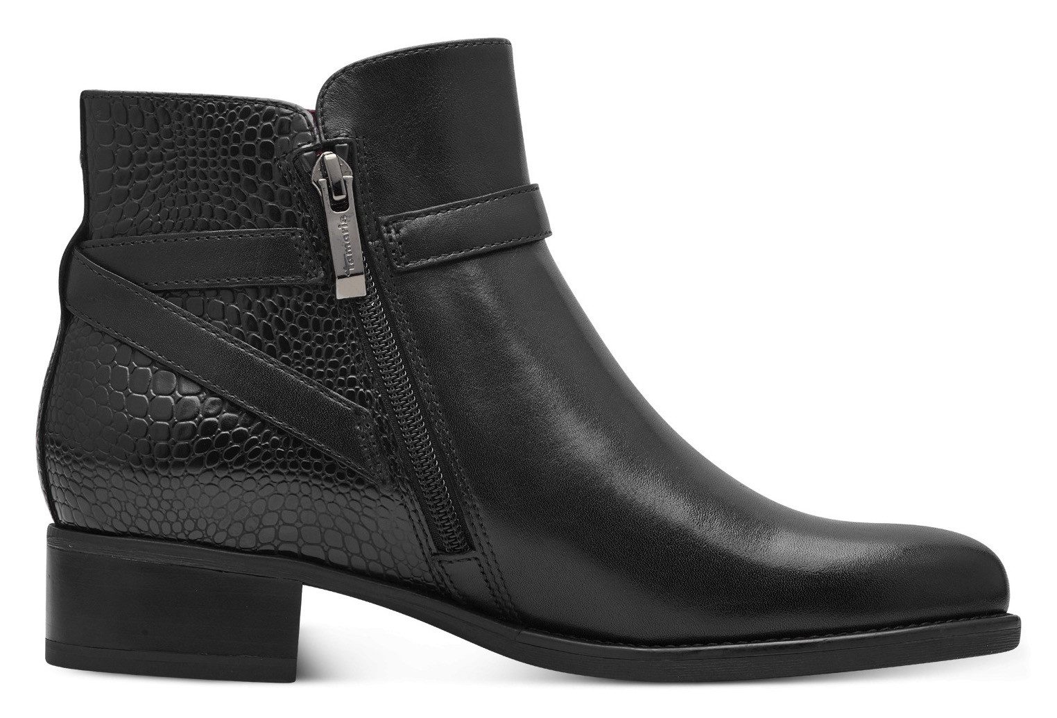 Tamaris Laarsjes blokhak, business schoen, laarzen met decoratieve gesp en logo-embossing