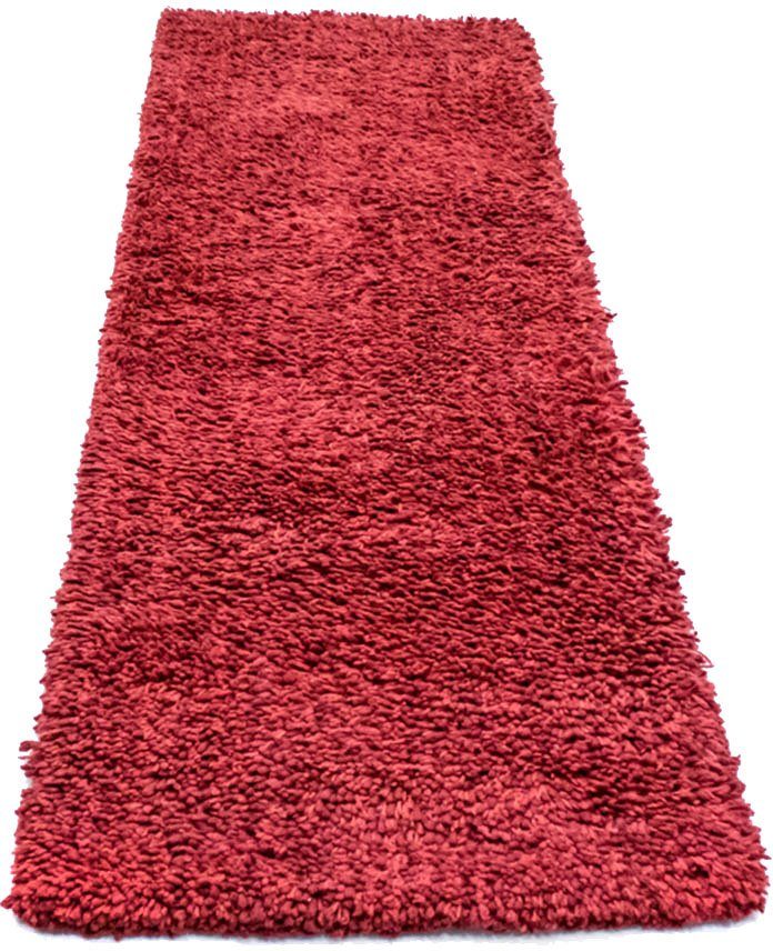 morgenland Wollen kleed Shaggy Teppich handgewebt rot-Läufer Hochflor - 198 x 66 cm - rot