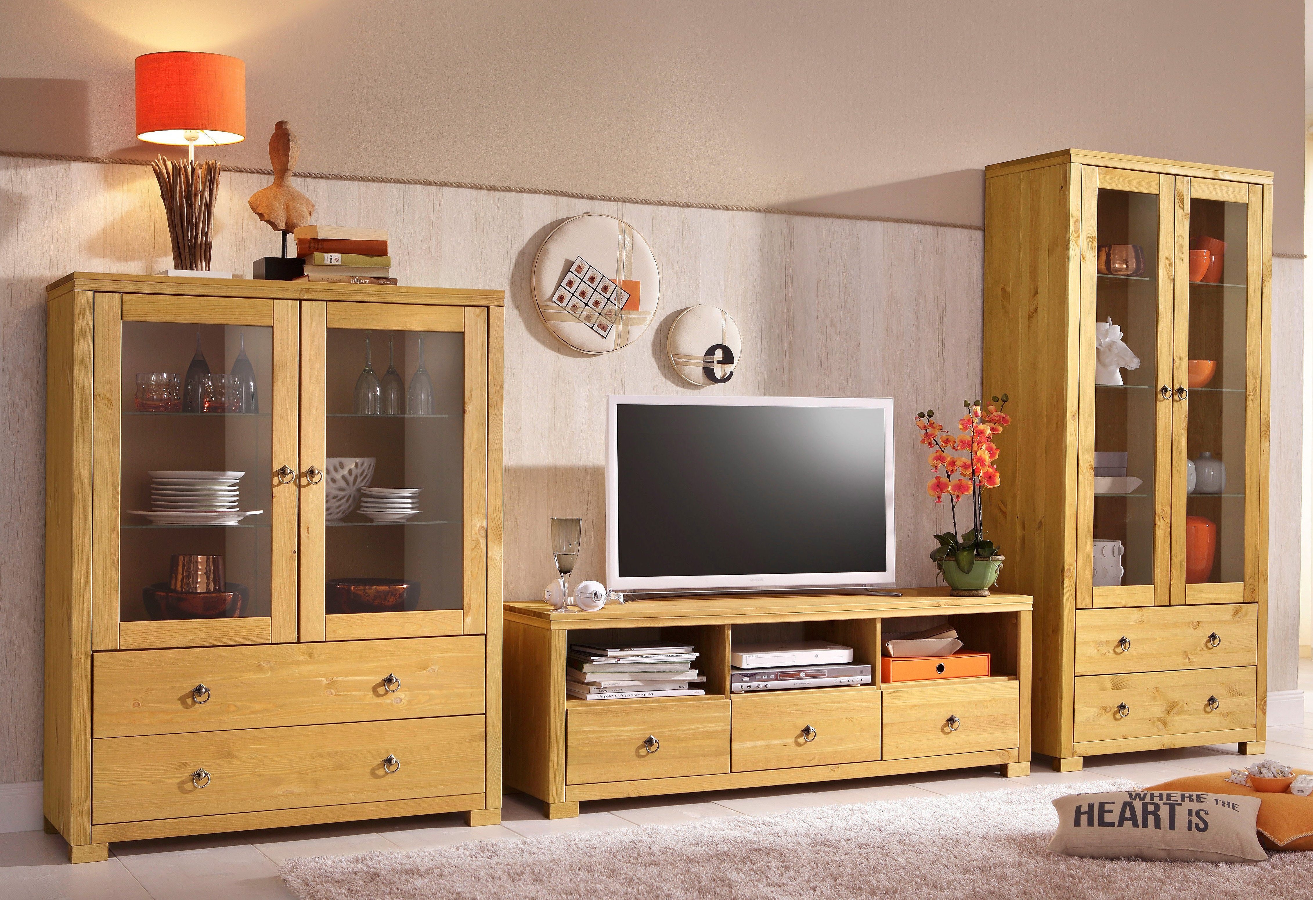 Home affaire Vitrinekast Gotland Breedte 80 cm, hoogte 178 cm, met glazen deuren, van massief grenen, FSC®
