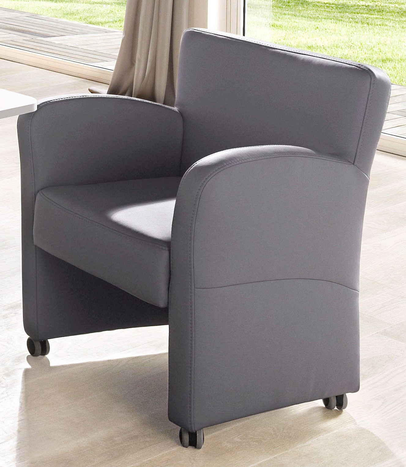 exxpo - sofa fashion Fauteuil Cortado, loungestoel op wielen, smalle armleuningen, comfortabel
