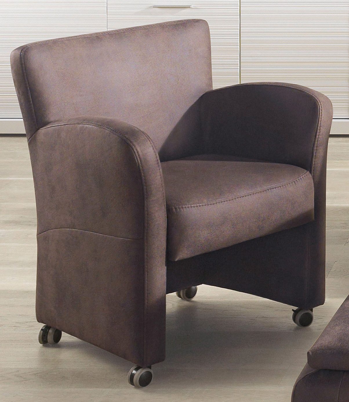 exxpo - sofa fashion Fauteuil Cortado, loungestoel op wielen, smalle armleuningen, comfortabel
