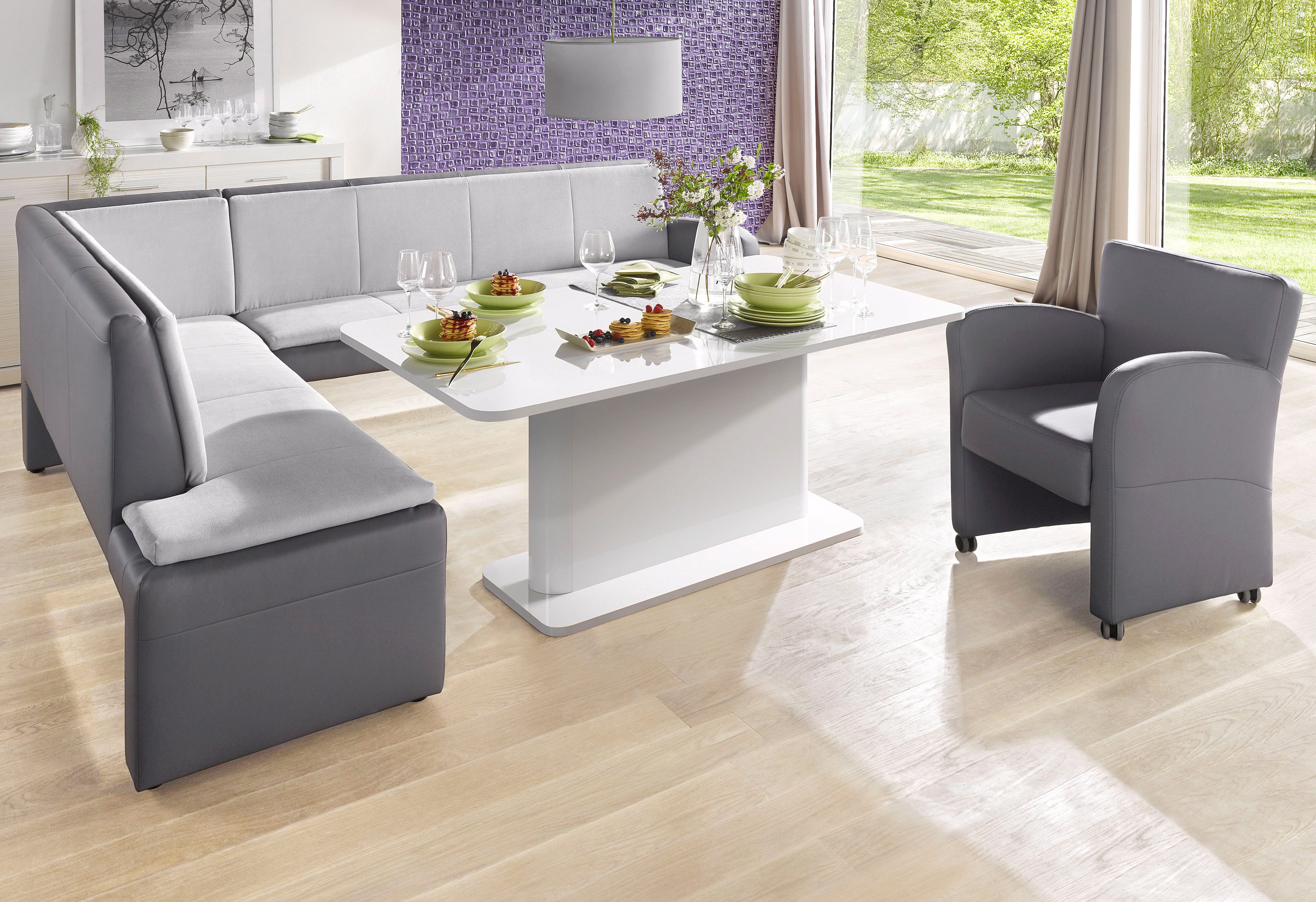 exxpo - sofa fashion Hoekbank Cortado, elegant en modern met hoog zitcomfort hoge bodemvrijheid, mooie detailverwerking, optioneel leren bekleding