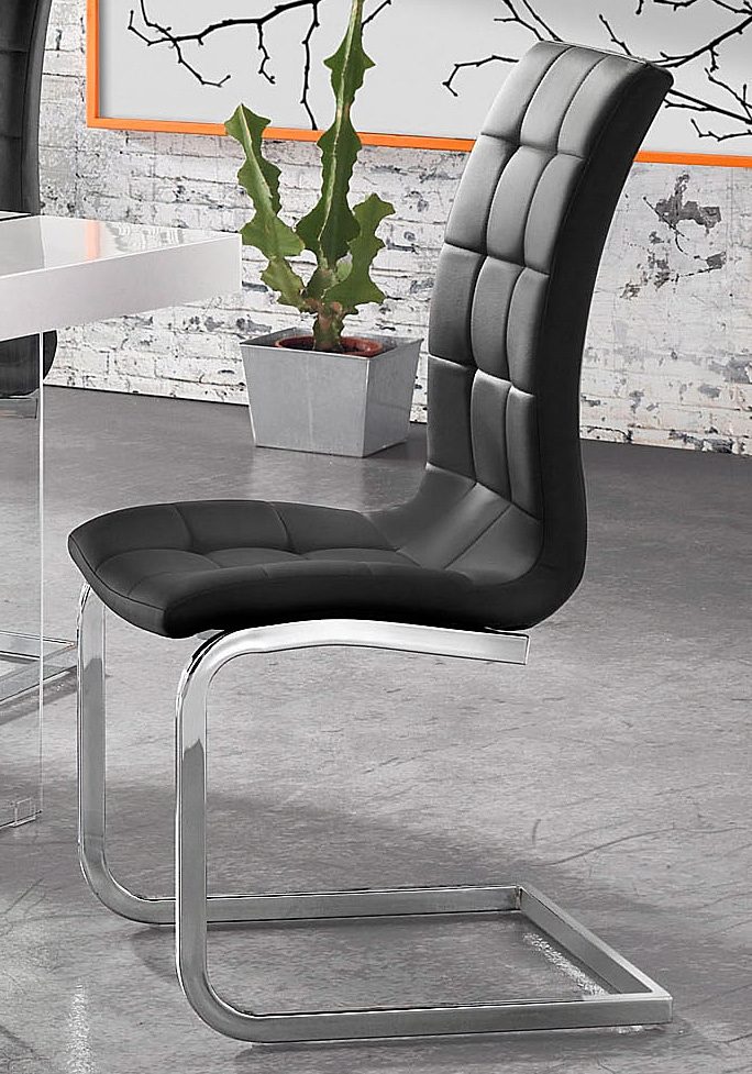 INOSIGN Vrijdragende stoel Lola set van 2 of 4, bekleding van imitatieleer of fluweelstof, chroom metalen frame (set)