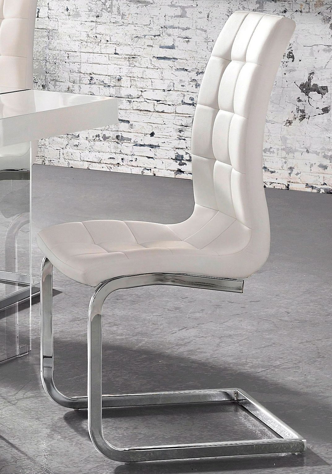 INOSIGN Vrijdragende stoel Lola set van 2 of 4, bekleding van imitatieleer of fluweelstof, chroom metalen frame (set)