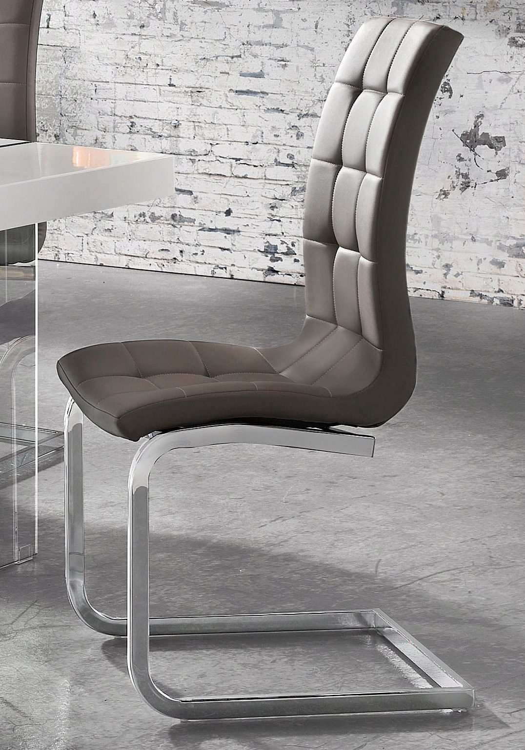 INOSIGN Vrijdragende stoel Lola set van 2 of 4, bekleding van imitatieleer of fluweelstof, chroom metalen frame (set)