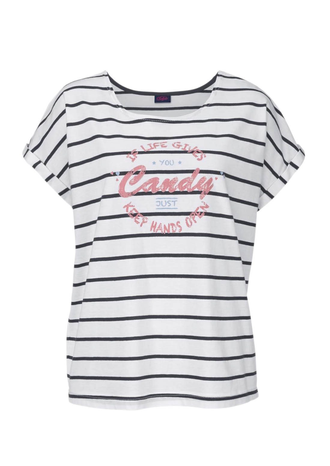 Buffalo Pyjama in streep-look met gekleurde frontprint (2-delig, 1 stuk)