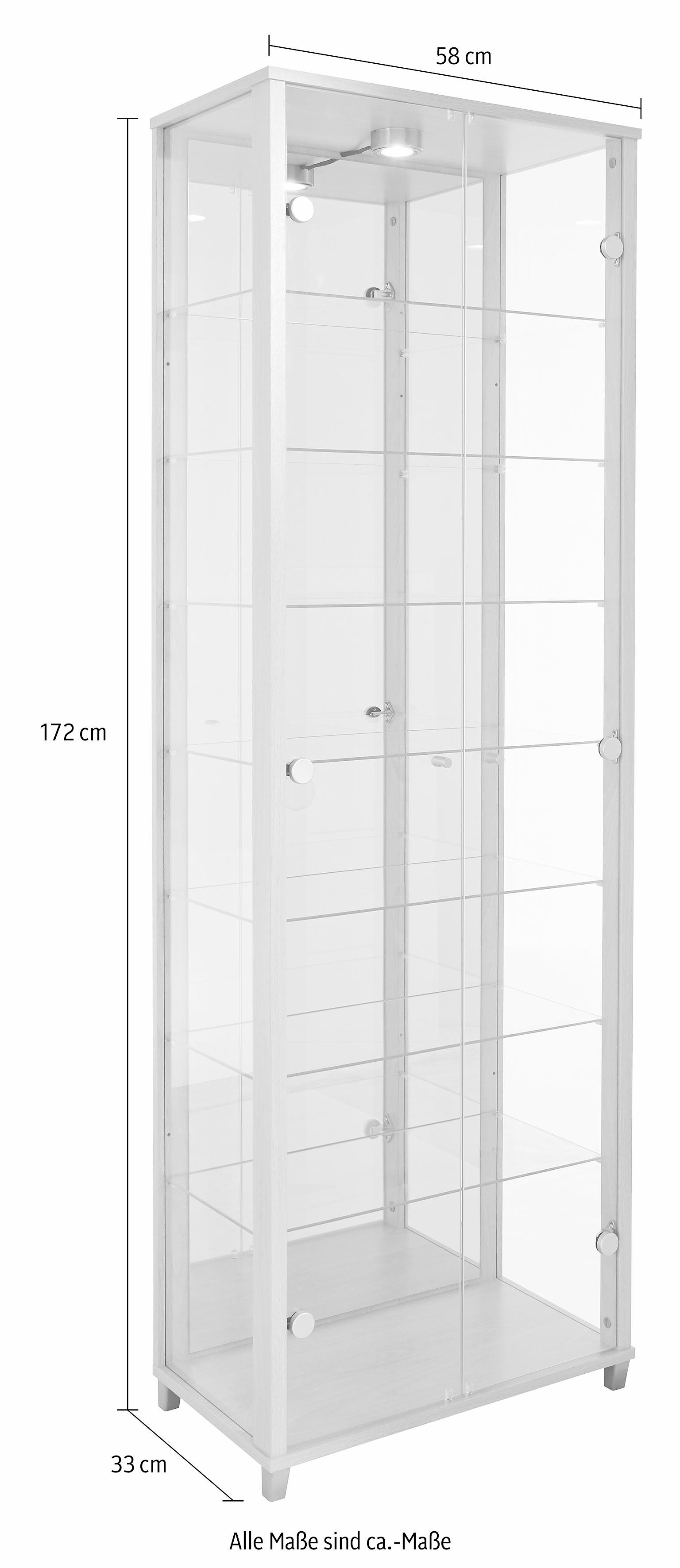 fif möbel Vitrinekast OPTIMA Staande vitrine/glasvitrine met 2 glazen deuren, perfect voor verzamelaars, verzamelvitrine