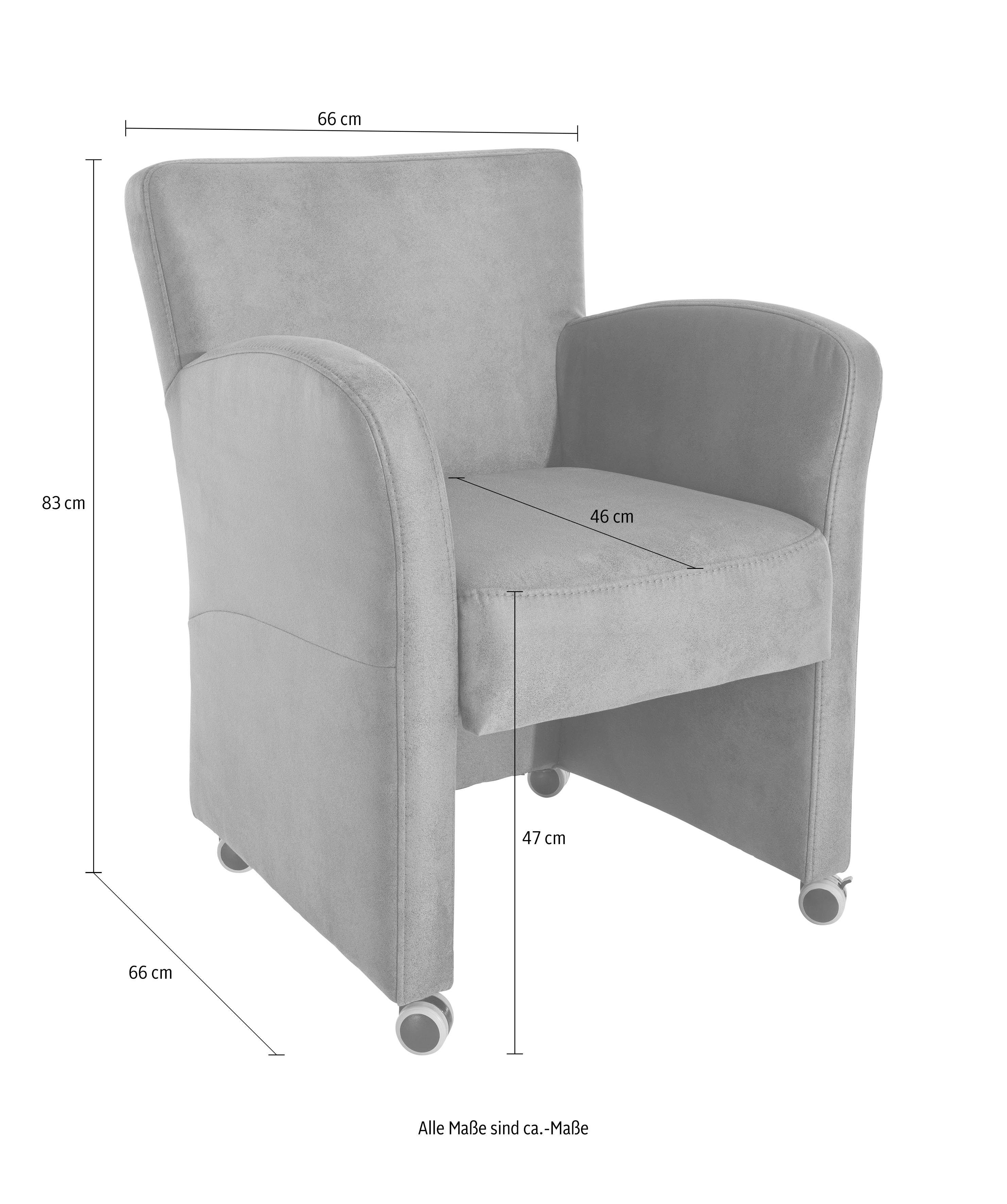 exxpo - sofa fashion Fauteuil Cortado, loungestoel op wielen, smalle armleuningen, comfortabel