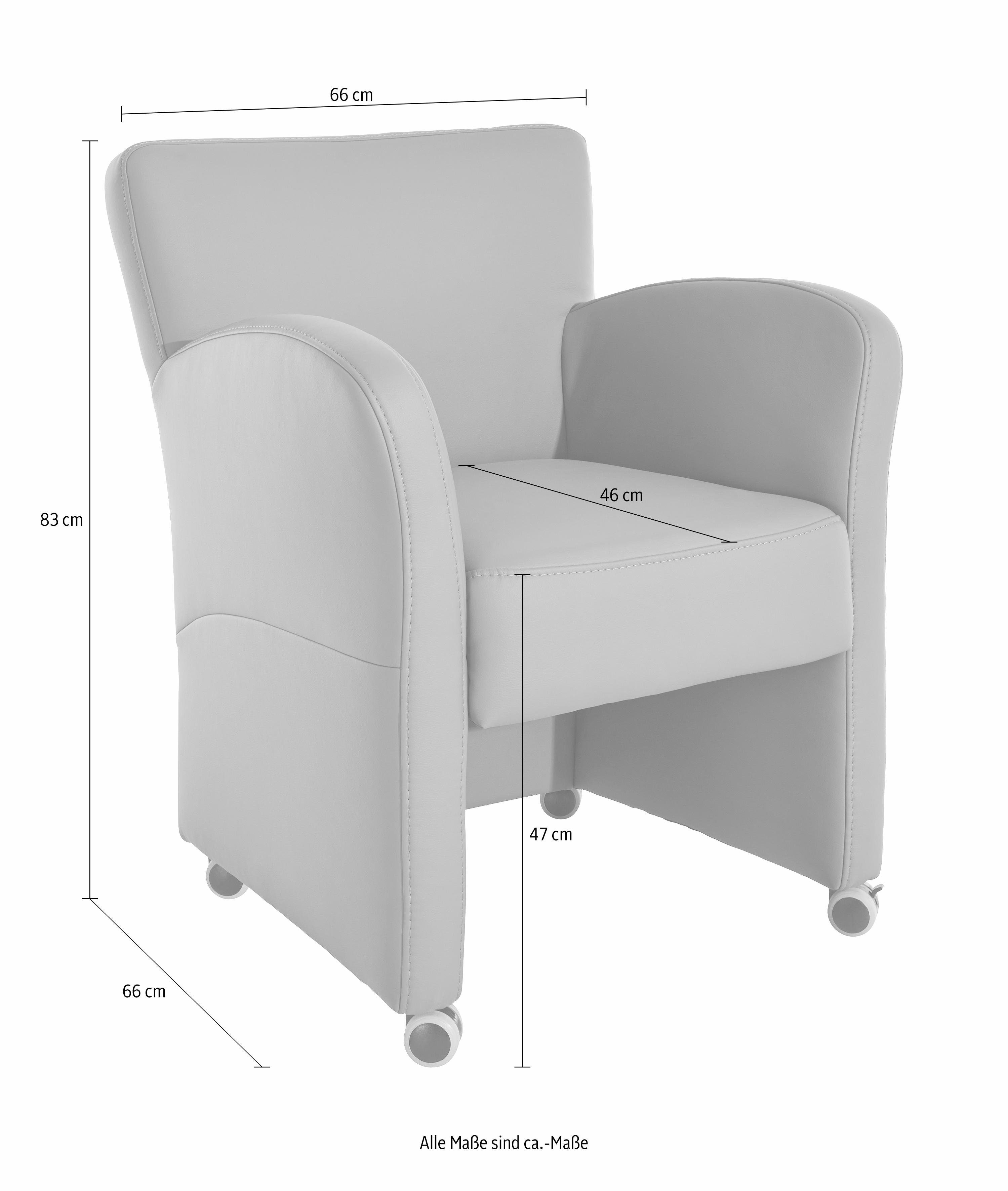 exxpo - sofa fashion Fauteuil Cortado, loungestoel op wielen, smalle armleuningen, comfortabel