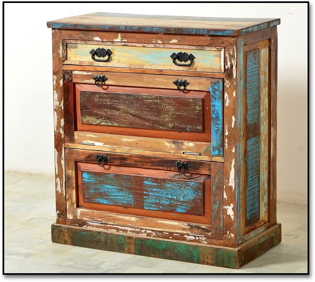 SIT Schoenenkast Riverboat van gerecycled gebruikt hout, shabby chic, vintage