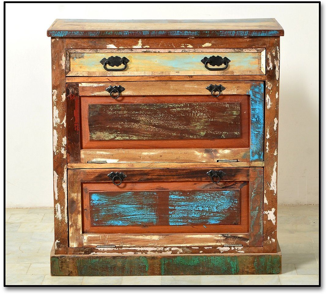 SIT Schoenenkast Riverboat van gerecycled gebruikt hout, shabby chic, vintage