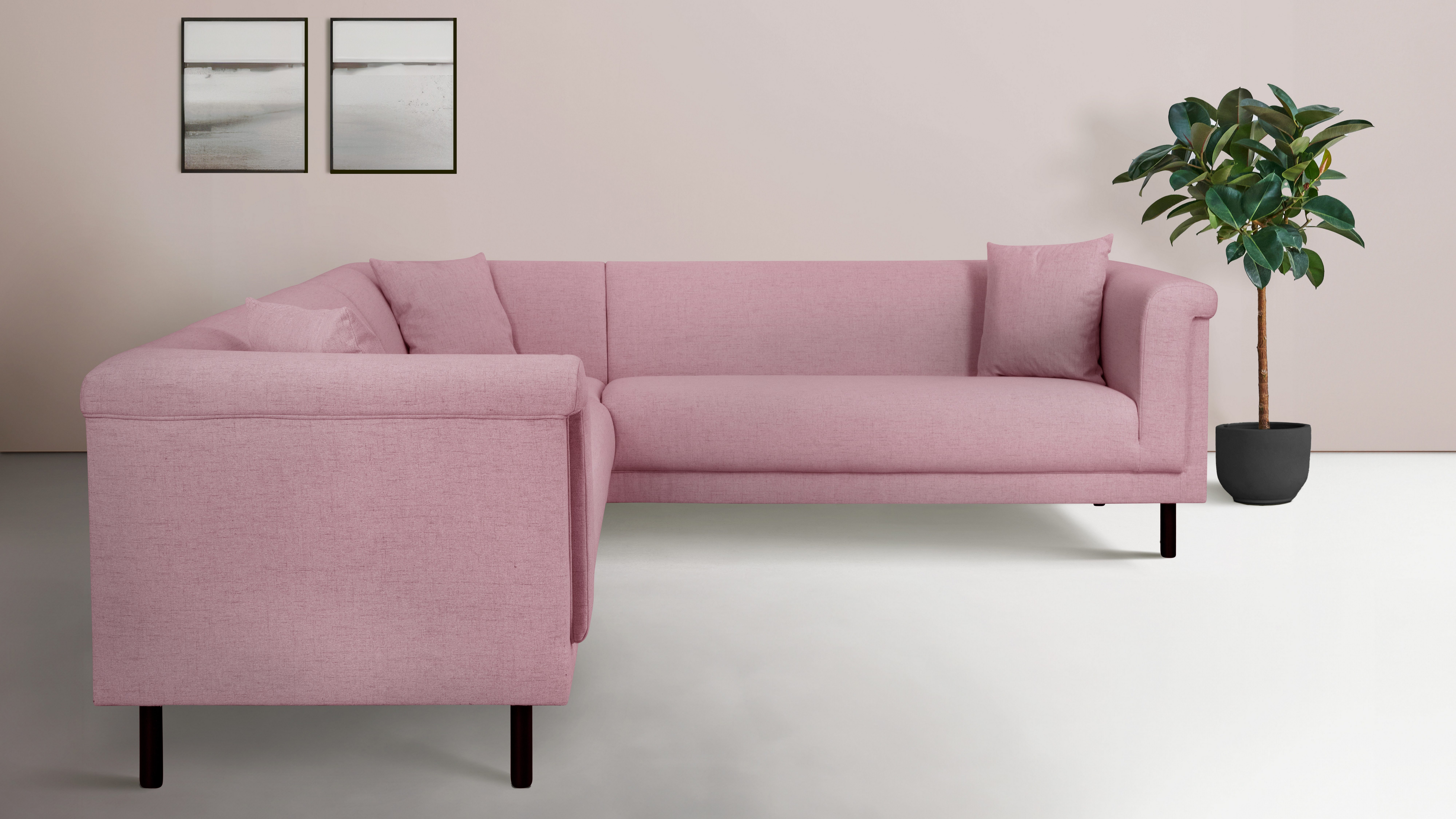 INOSIGN Hoekbank AGNIA L-vorm BxDxH: 244x244x71 cm incl. sierkussen, gelijkbenig, ook in cord