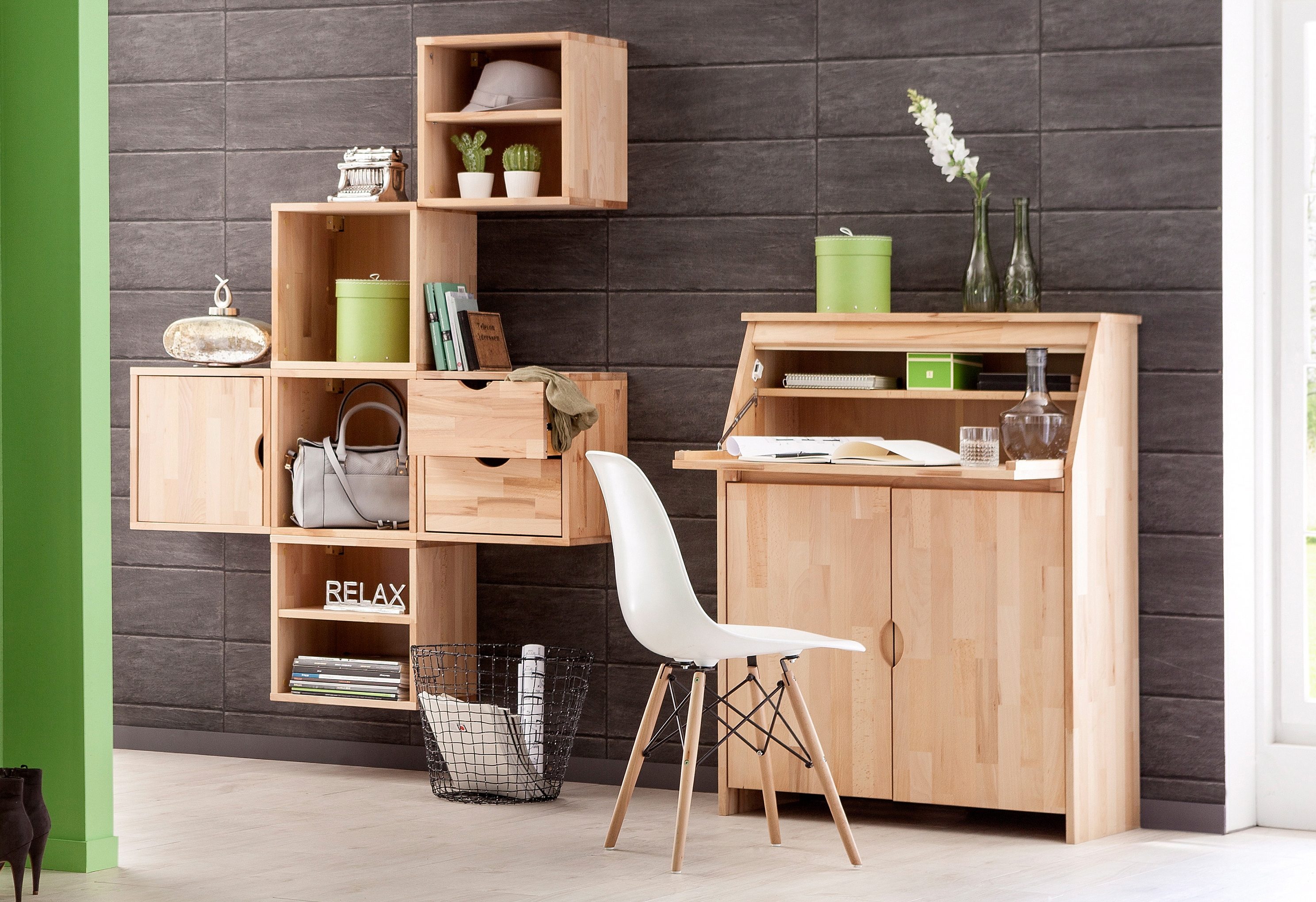 Home affaire Secretaire Luzern, bureau, compacte (bureau)tafel voor thuiskantoor, massief hout, breedte 83 cm