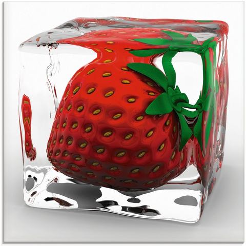 Artland print op glas Erdbeere in Eis