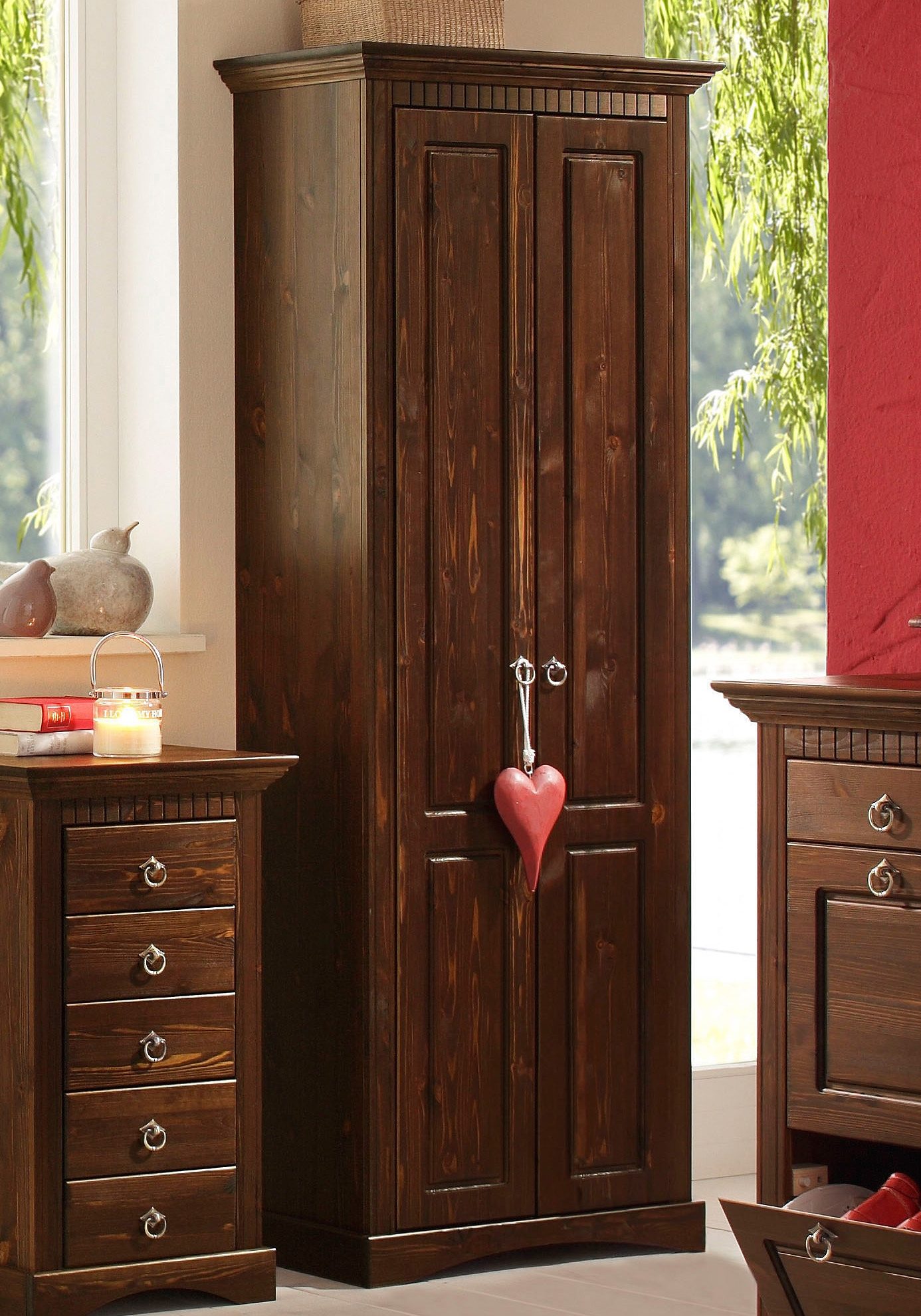 Home affaire Kledingkast Rustiek gemaakt van massief grenen, breedte 71 cm, met cassette-look