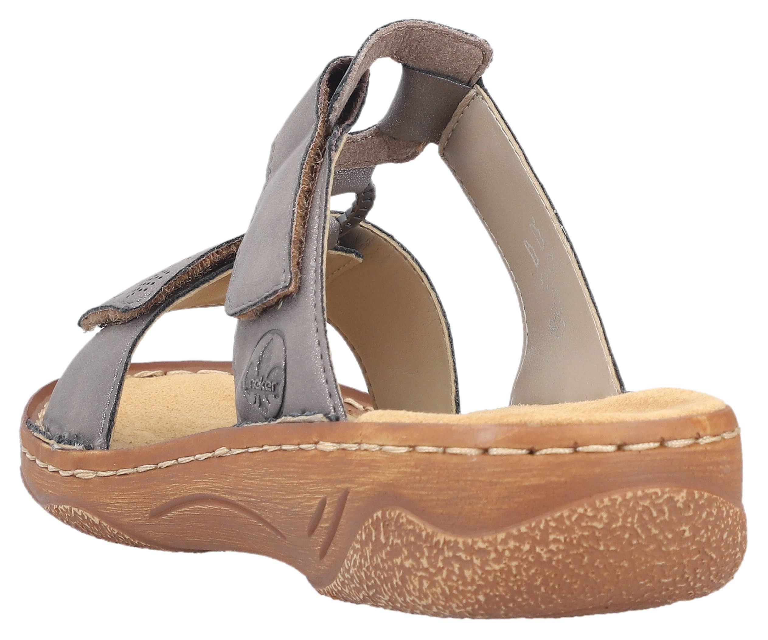 Rieker Slippers Zomerschoen, slippers, vakantieschoen, klittenbandschoen met perforatie