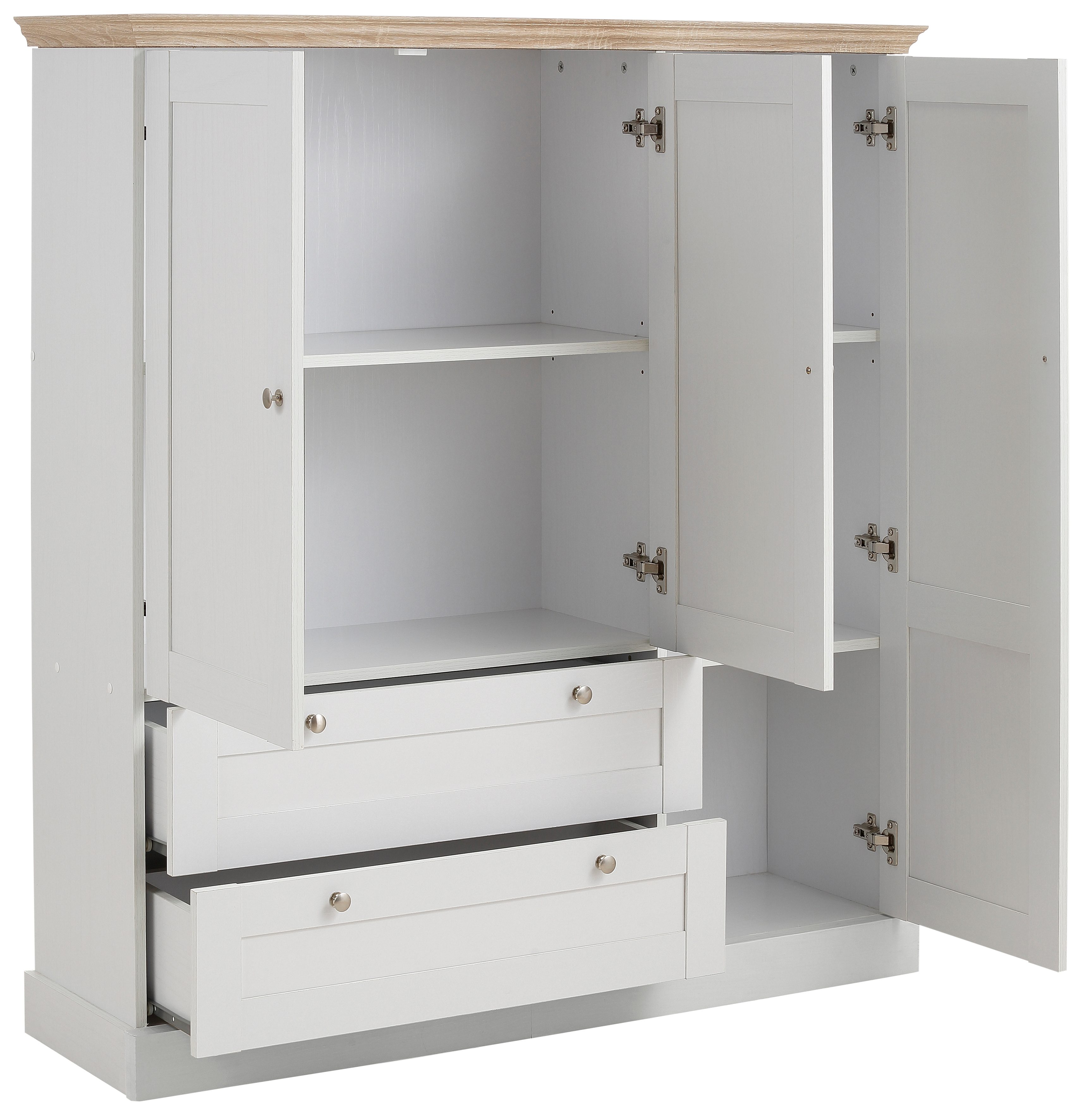 Home affaire Draaideurkast Binz, waskast, multifunctionele kast, Scandinavisch landhuisstijl veel opbergmogelijkheden, metalen handgrepen, deuren met frame/cassettes