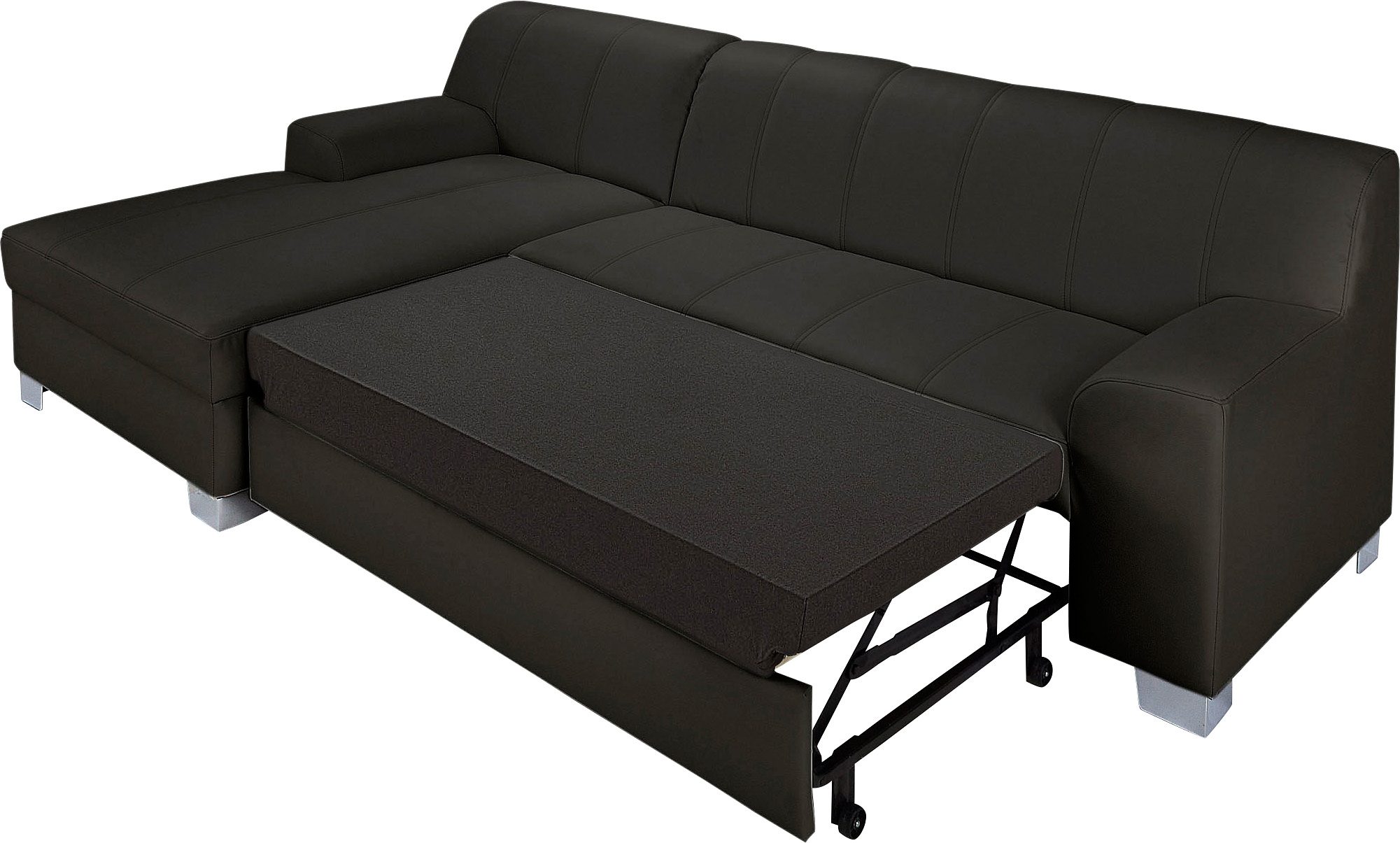 INOSIGN Hoekbank Turah incl. sierkussens, modern doorgestikt, ook in leer naar keuze met slaapfunctie, bedbank, bxdxh: 239x152x75 cm, l-model