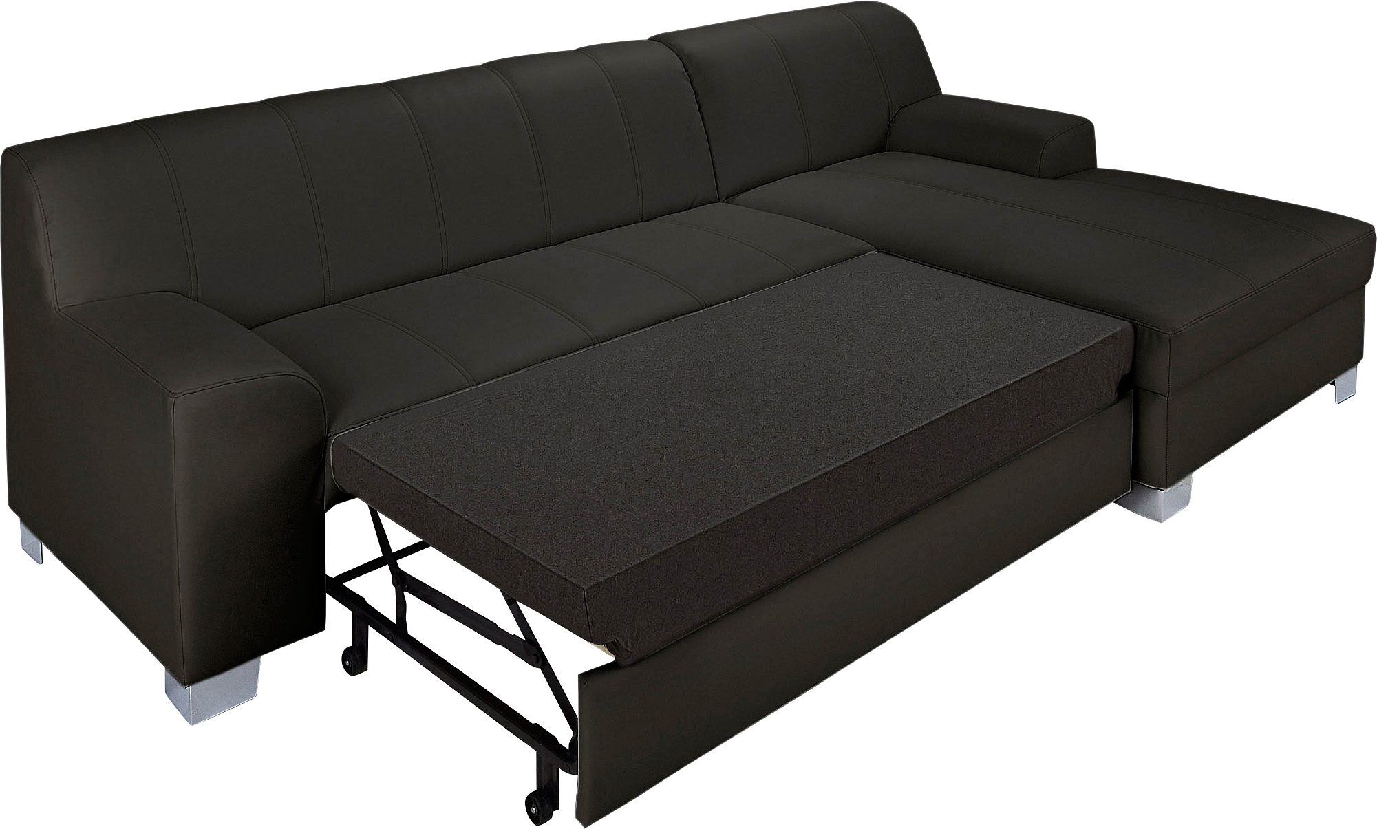 INOSIGN Hoekbank Turah incl. sierkussens, modern doorgestikt, ook in leer naar keuze met slaapfunctie, bedbank, bxdxh: 239x152x75 cm, l-model