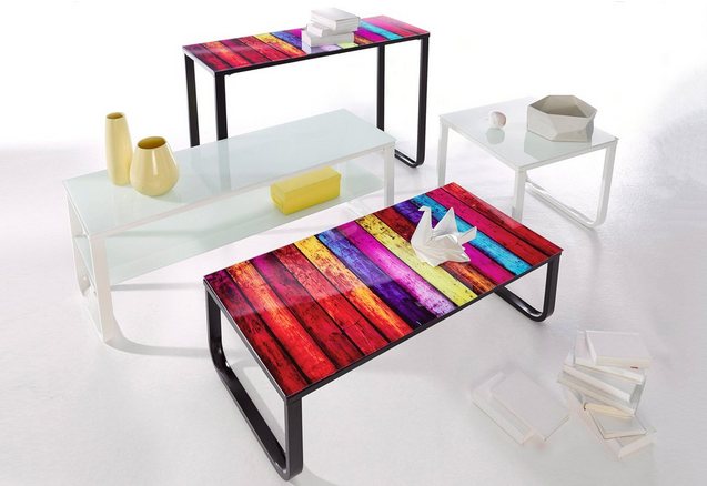 INOSIGN Salontafel met blad in regenboogdesign INOSIGN Salontafel met blad in regenboogdesign