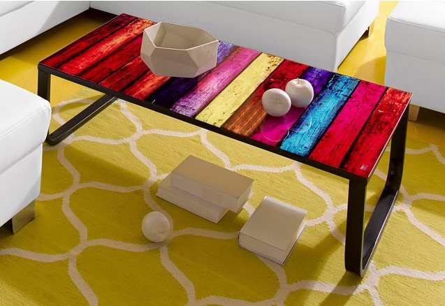 INOSIGN Salontafel met blad in regenboogdesign INOSIGN Salontafel met blad in regenboogdesign