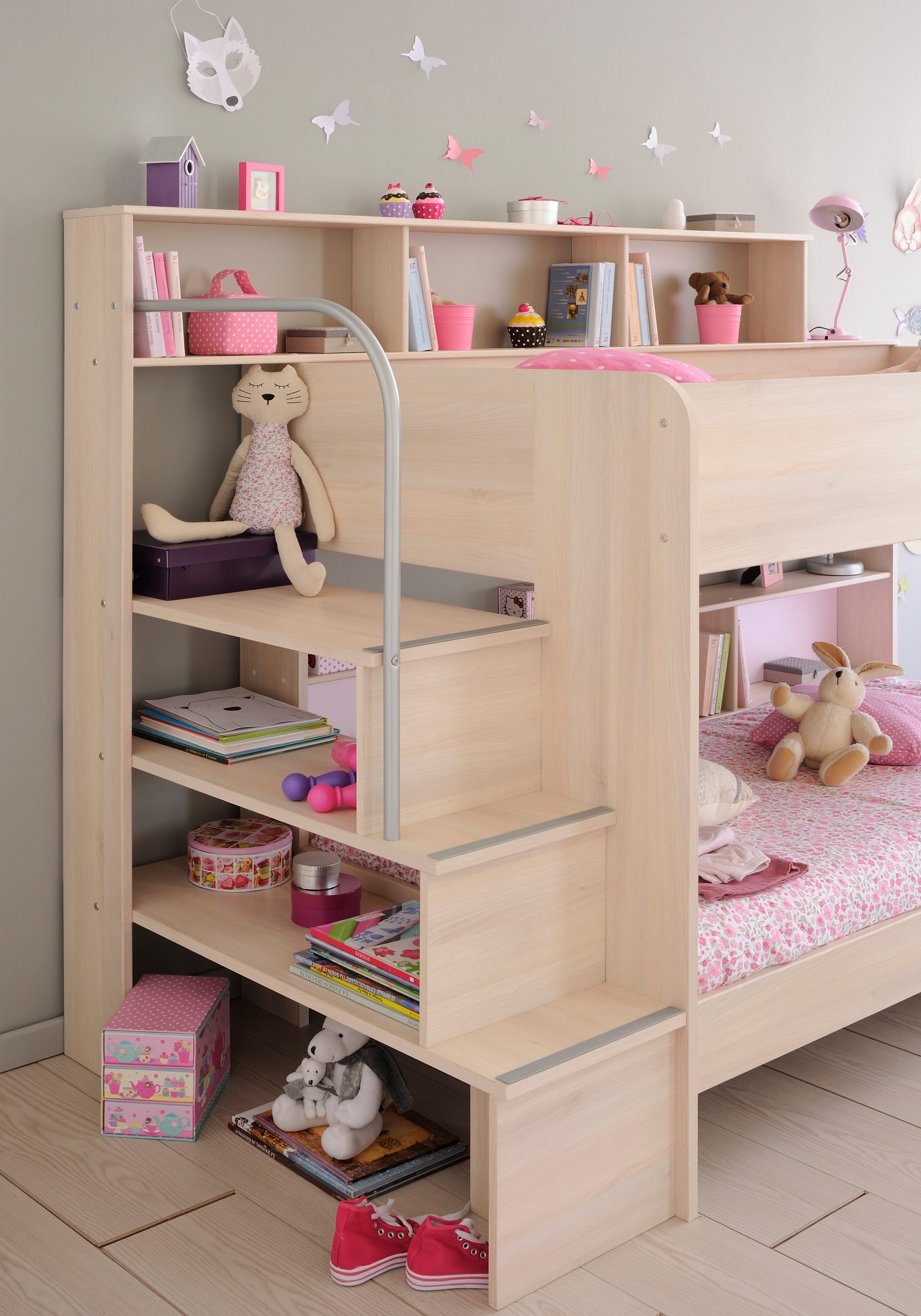 Parisot Stapelbed Bibop, achterwand is draaibaar optioneel met lade of extra ligoppervlak
