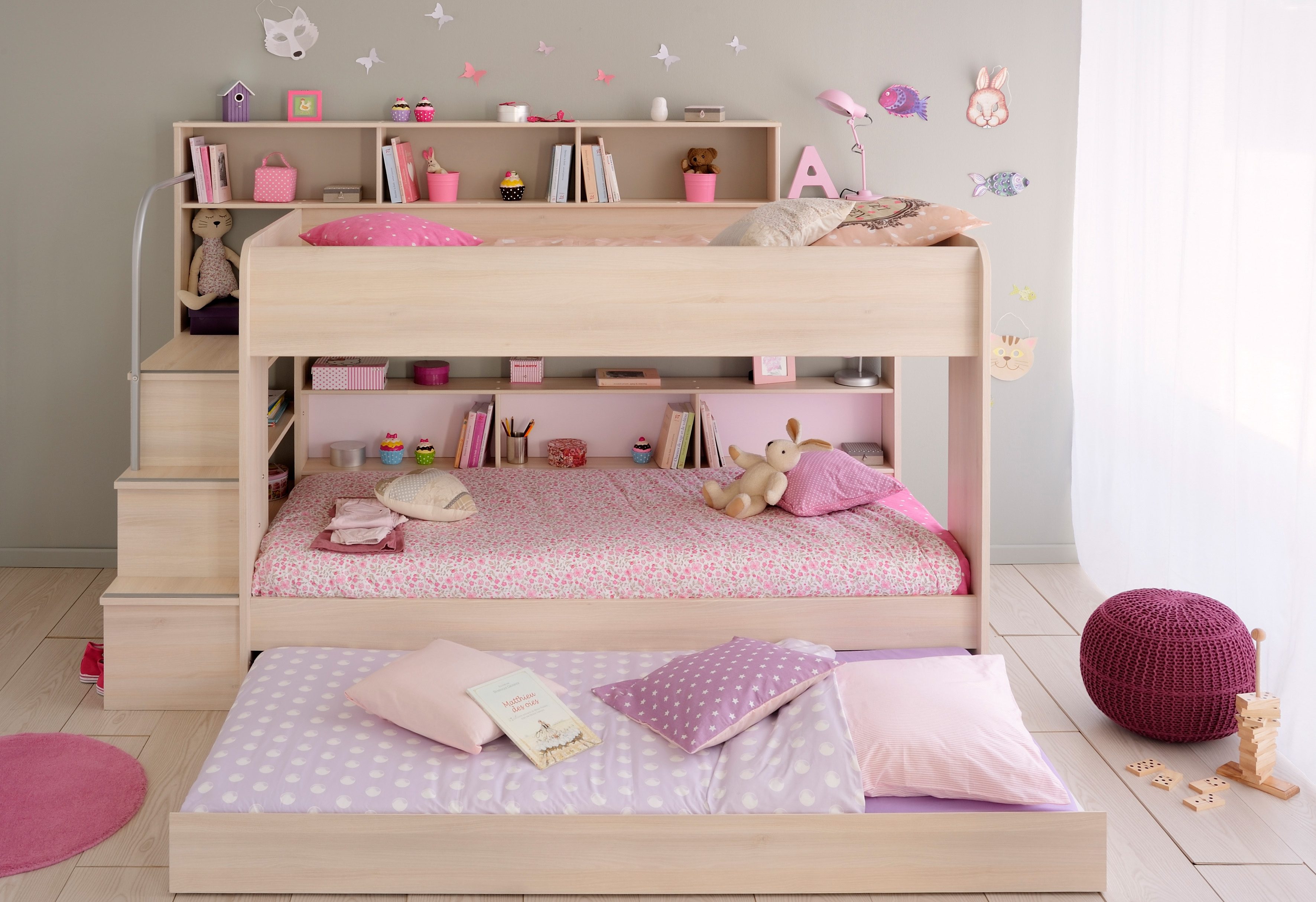Parisot Stapelbed Bibop, achterwand is draaibaar optioneel met lade of extra ligoppervlak