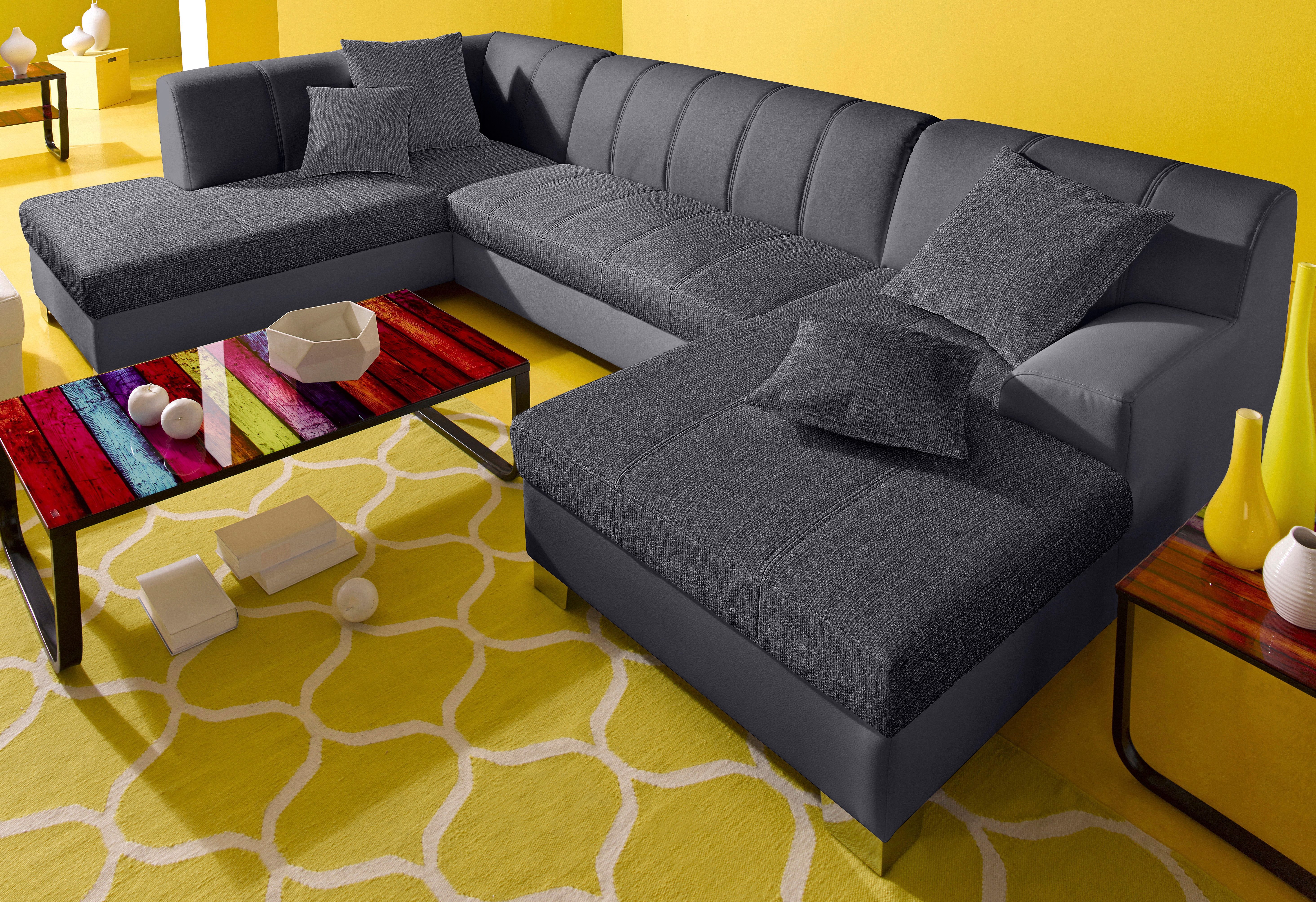 INOSIGN Zithoek Turah modern quiltwerk, incl. sierkussens, ook in leer, zwart, zithoeken, Récamier rechts, Zonder slaapfunctie