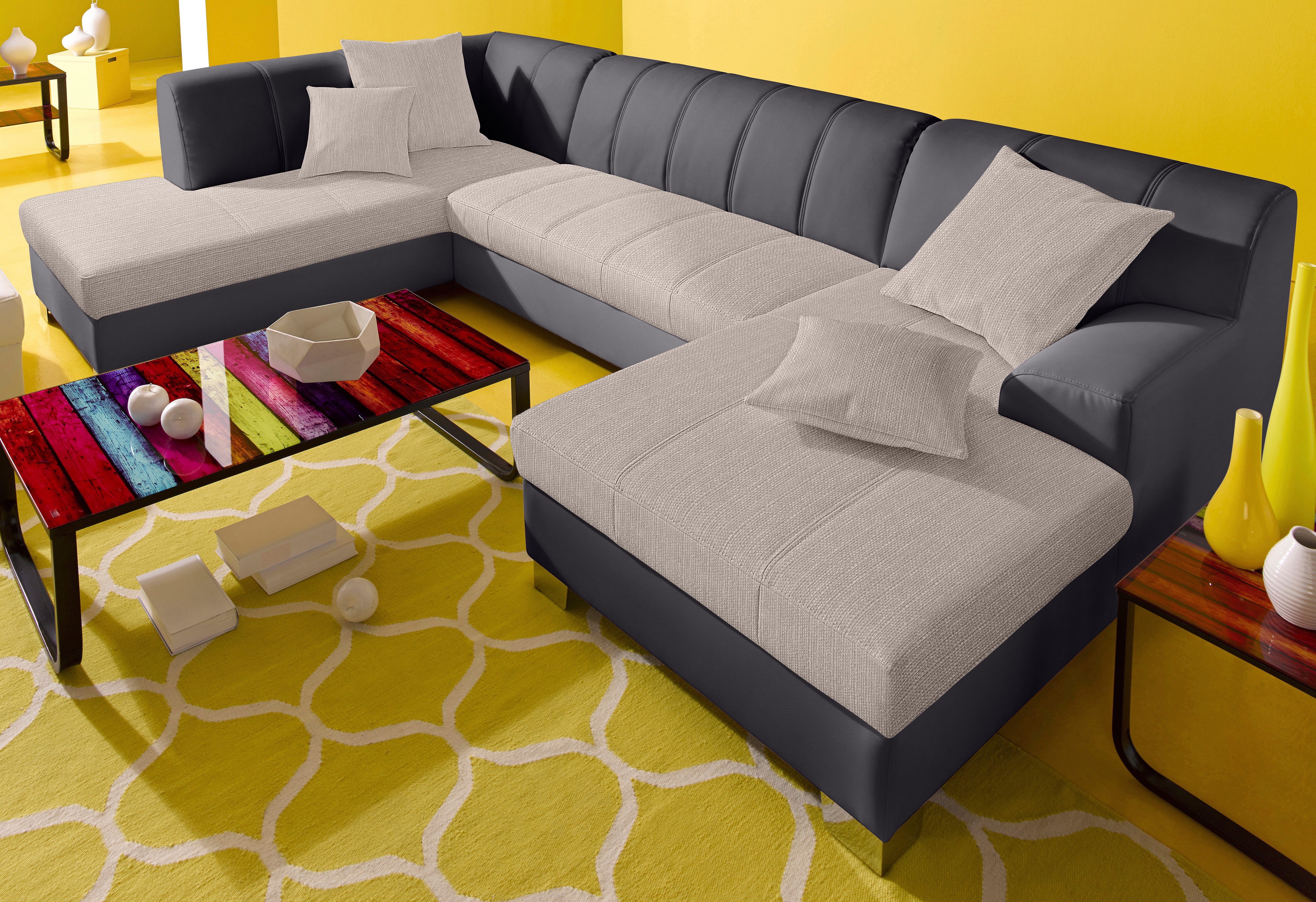 INOSIGN Zithoek Turah modern quiltwerk, incl. sierkussens, ook in leer, bruin, zithoeken, Récamier rechts, Met slaapfunctie