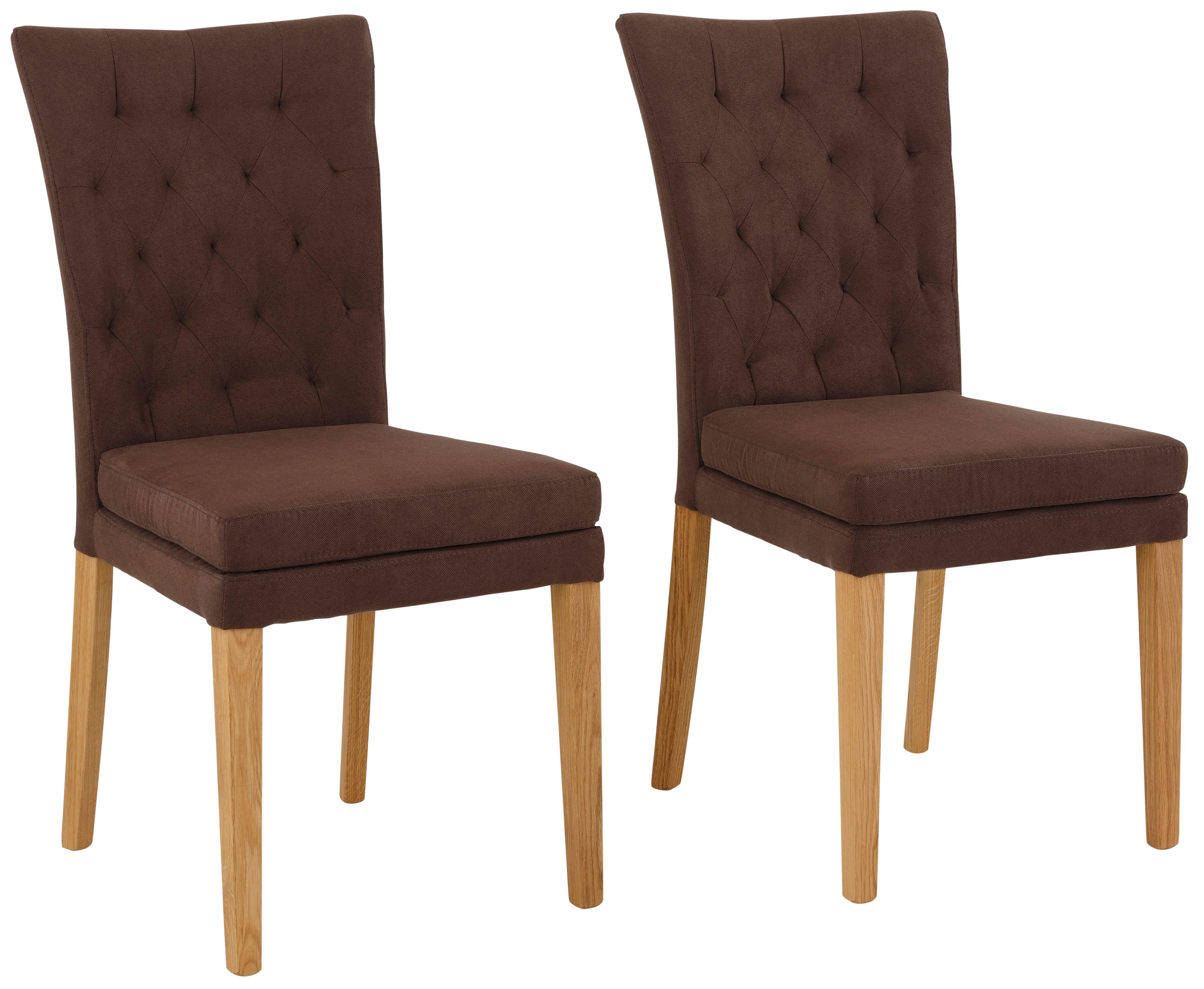 Home affaire Eetkamerstoel Colorado BESTSELLER Polsterstoel Poten in eiken of noten. In set van 2, 4 of 6 4 poot stoelen maat Luxe-microvezel bruin