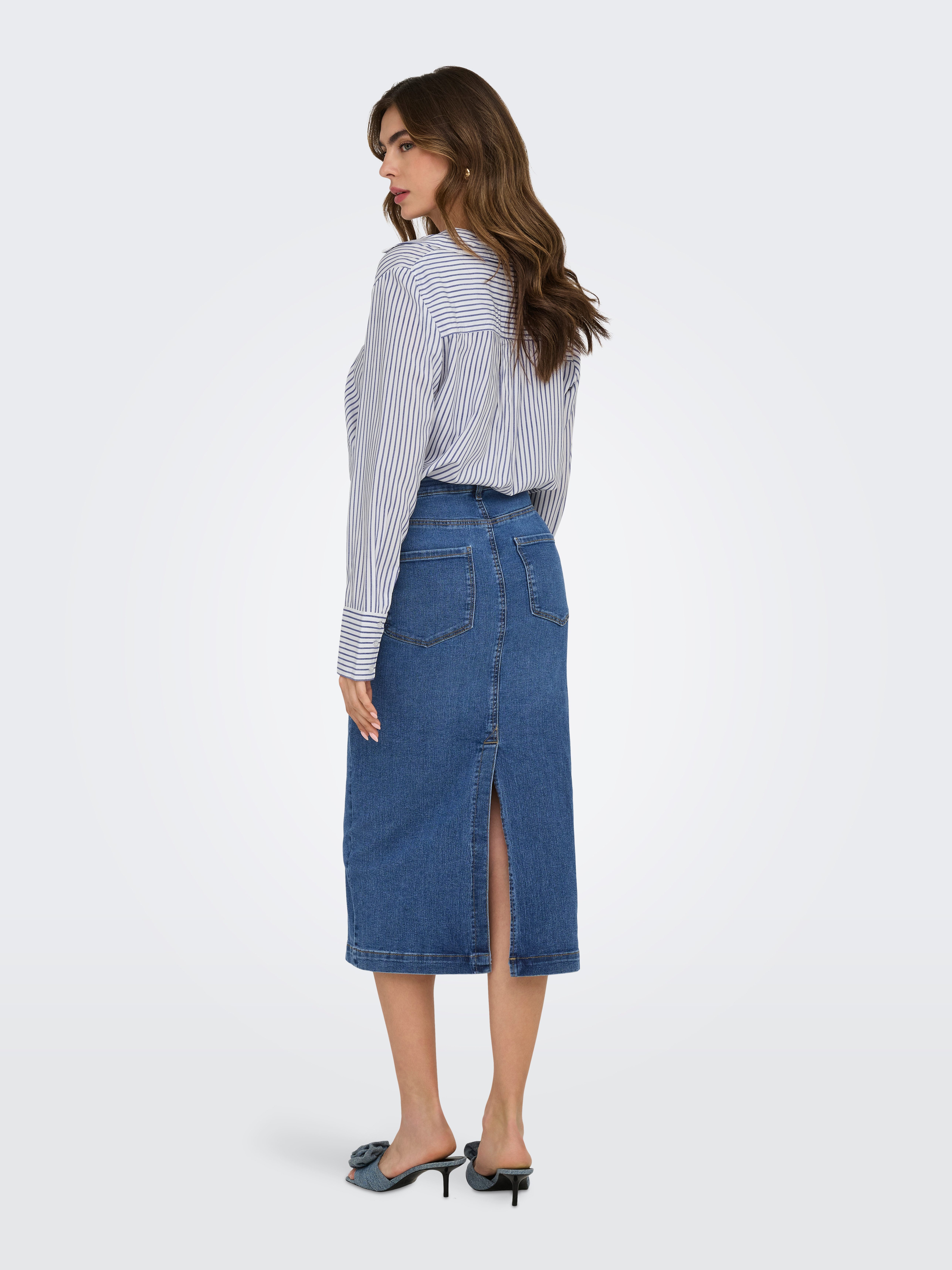 Only Jeans rok ONLWONDER MIDI BACK SLIT SKIRT PIM DNM